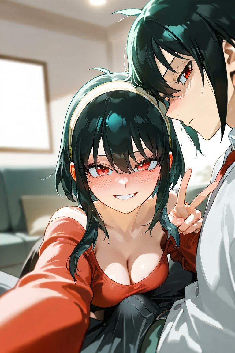 1boy, 1girls, 2025, age difference, ai generated, areolae, assassin, bed, big breasts, big penis, big sister, black hair, blood related, blush, breasts, brother, brother and sister, cheating, cheating wife, clothed, clothed female, clothed male, couch, drunk, duo, earrings, female, female focus, fully clothed, huge breasts, huge cock, imminent incest, incest, indoors, large breasts, large penis, light skin, light-skinned female, male, male/female, nipples, older female, older sister, peace sign, penis, penis bulge, red eyes, red sweater, selfie, sibling incest, siblings, sitting, smile, smiling, spy x family, straight, sweater, yor briar, yor forger, younger brother, younger male, yuri briar