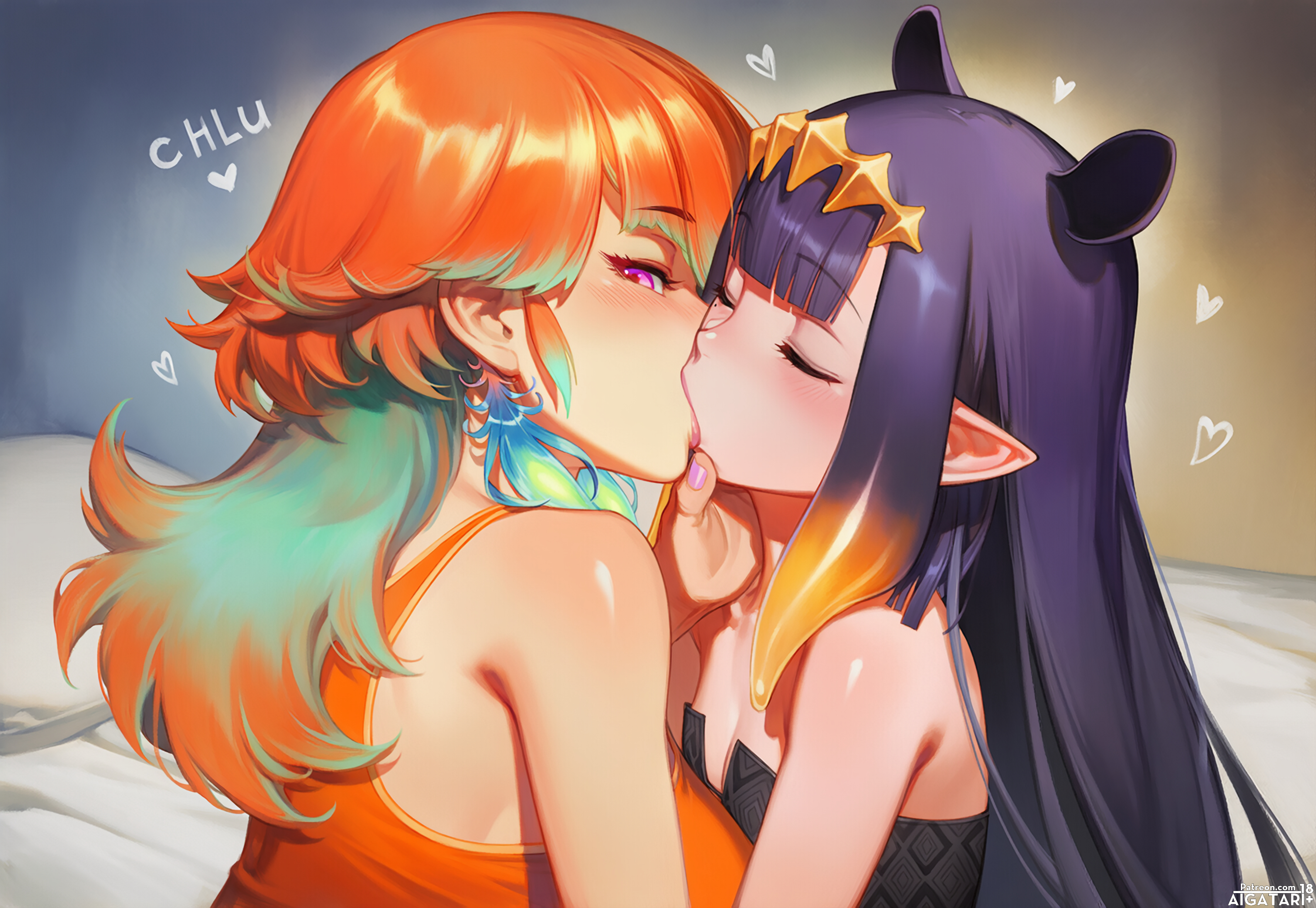 2girls, ai generated, aigatari, bedroom, blush, breasts, cuckold, female, futa on futa, futa only, futanari, heavy breathing, hololive, hololive english, huge breasts, indoors, intersex, kissing, long hair, netorare, netorase, ninomae ina'nis, ntr, penis, small breasts, small dom big sub, sweat, takanashi kiara, virtual youtuber, vtuber, yuri