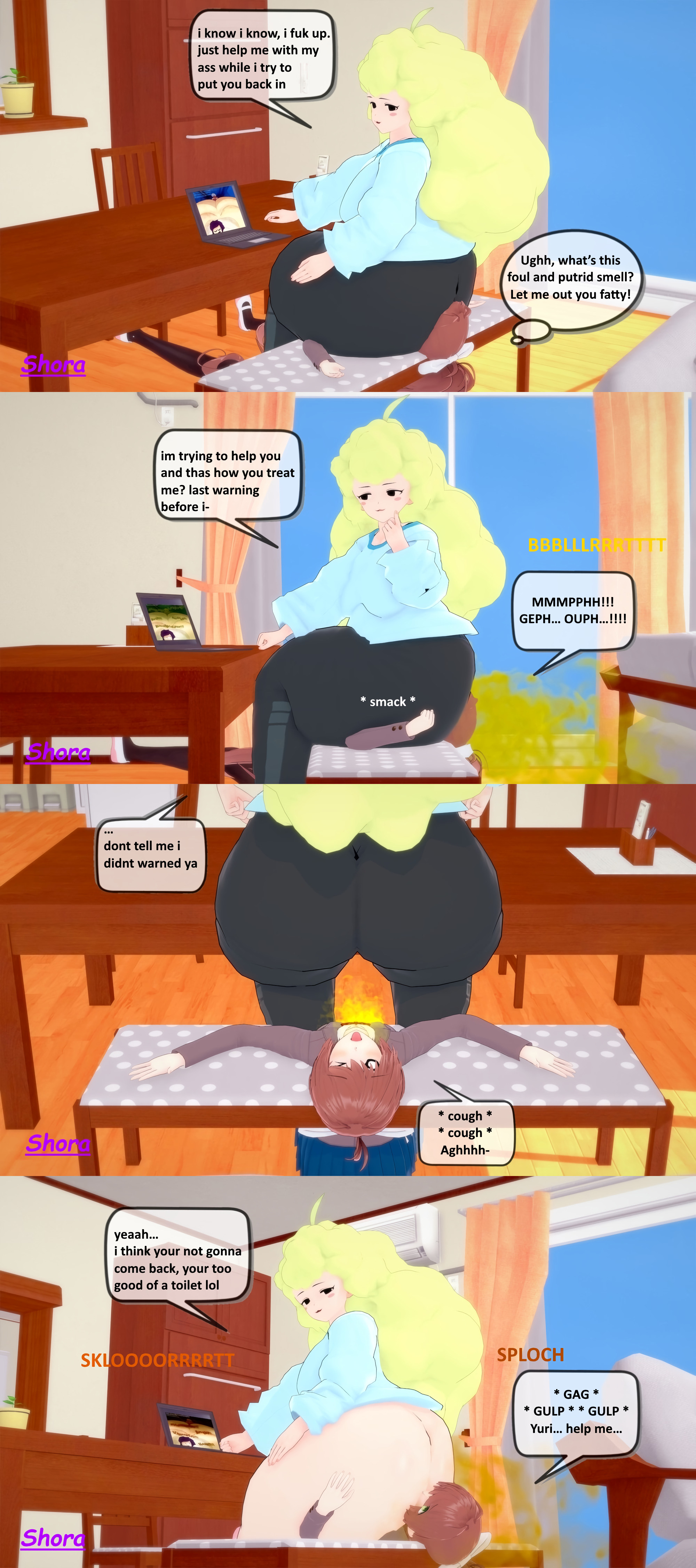 2girls, ass, big ass, big butt, bitch, breasts, bullying, doki doki literature club, dominant, face fart, face on breast, facesitting, fart, fart cloud, fart fetish, fart in mouth, fart torture, farting, farting in face, farting in mouth, farting on another, farting on face, fat ass, fat butt, female, female only, gagging, gulp, gulping, huge ass, huge butt, human chair, humiliation, implied scat, making fun of, monika (doki doki literature club), mouth fart, oc, open mouth, original character, penni (metallicdx), punishment, shart, shart in mouth, sharting, sharting in mouth, shora gasniffa, sitting on face, sitting on person, stinky, stinky ass, stinky fart, swallowing, used, wet fart
