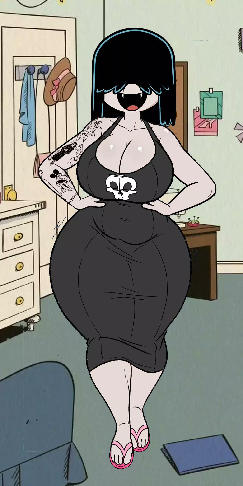 1girls, aged up, female, goth, lucy loud, tagme, the loud house, wide hips