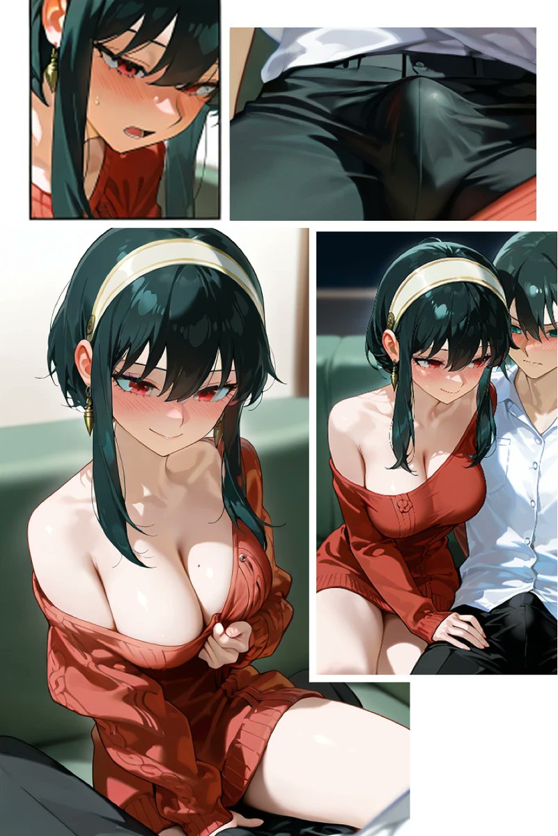 1boy, 1girls, 2025, age difference, ai generated, areolae, assassin, bed, big breasts, big penis, big sister, black hair, blood related, blush, breasts, brother, brother and sister, cheating, cheating wife, clothed, clothed female, clothed male, couch, drunk, duo, female, female focus, fully clothed, hand on thigh, horn, horny female, huge breasts, huge cock, imminent incest, incest, indoors, large breasts, large penis, light skin, light-skinned female, looking at penis, male, male/female, nipples, older female, older sister, open mouth, penis, penis bulge, red eyes, red sweater, sibling incest, siblings, sitting, smile, smiling, spy x family, straight, sweater, yor briar, yor forger, younger brother, younger male, yuri briar
