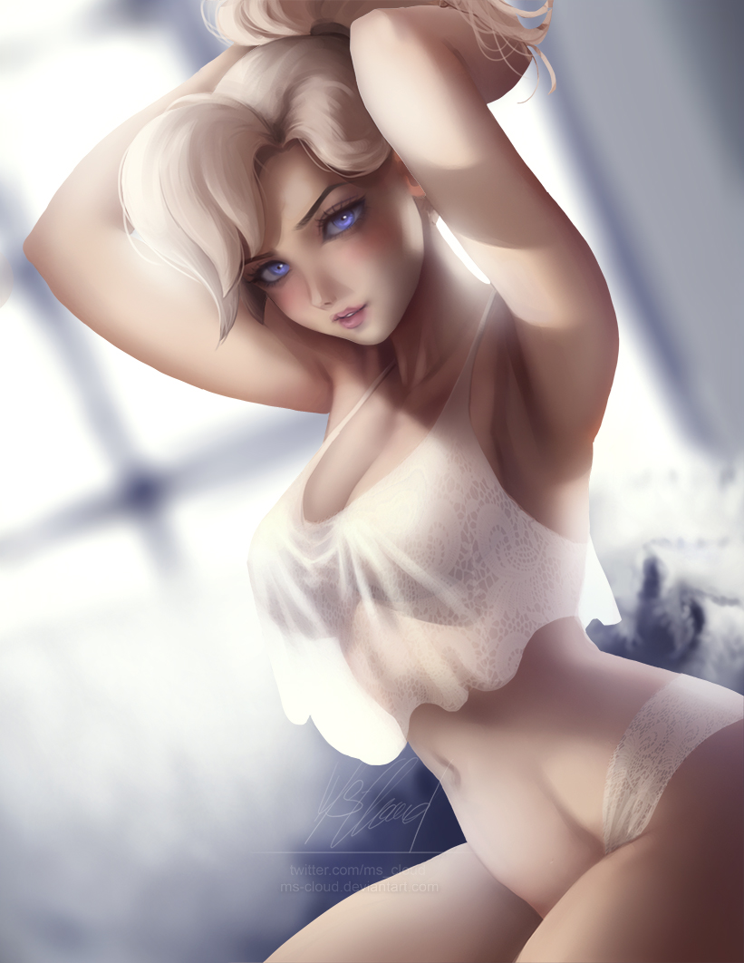dutch angle, female, lingerie, mercy, ms-cloud, overwatch, solo