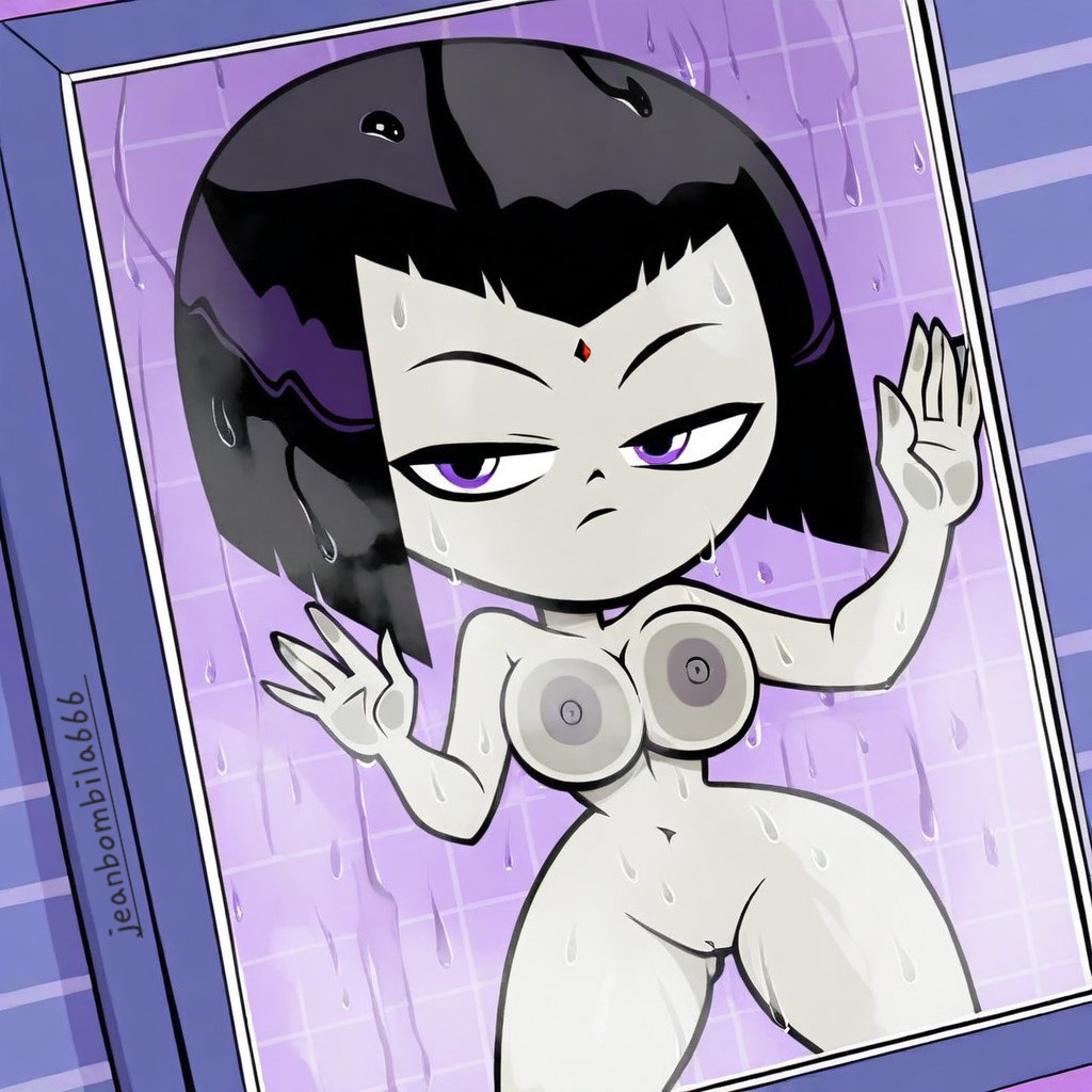 1girls, ai generated, cartoon network, dc, dc comics, female, female only, jeanbombila666, raven, raven (dc), solo, teen titans, teen titans go