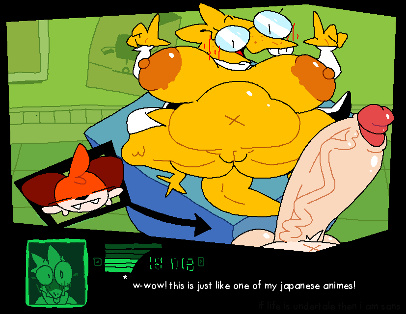 2025 alphys anthro areola arrow_sign balls big_balls big_breasts big_penis black_eyes black_eyewear black_glasses black_nose blush blush_lines breasts brown_ears buckteeth canid canine canis closed_eyes clothed clothing coat digital_media_(artwork) duo english_text exclamation_point eyewear fangs female first_person_view flustered fox front_view fur gameplay_mechanics genitals glasses hair huge_balls huge_cock inside interspecies konami lab_coat lizard male male/female mammal metal_gear multicolored_body multicolored_fur navel nipples open_clothing open_coat open_topwear orange_areola orange_body orange_fur orange_hair orange_nipples penis poster pussy red_fox reptile scales scalie sharp_teeth slightly_chubby soups_(superiorfox) superiorfox tail teeth text text_box topwear true_fox two_tone_body two_tone_fur undertale undertale_(series) vein veiny_penis white_body white_clothing white_coat white_fur white_lab_coat white_topwear x_navel yellow_body yellow_nose yellow_scales yellow_tail