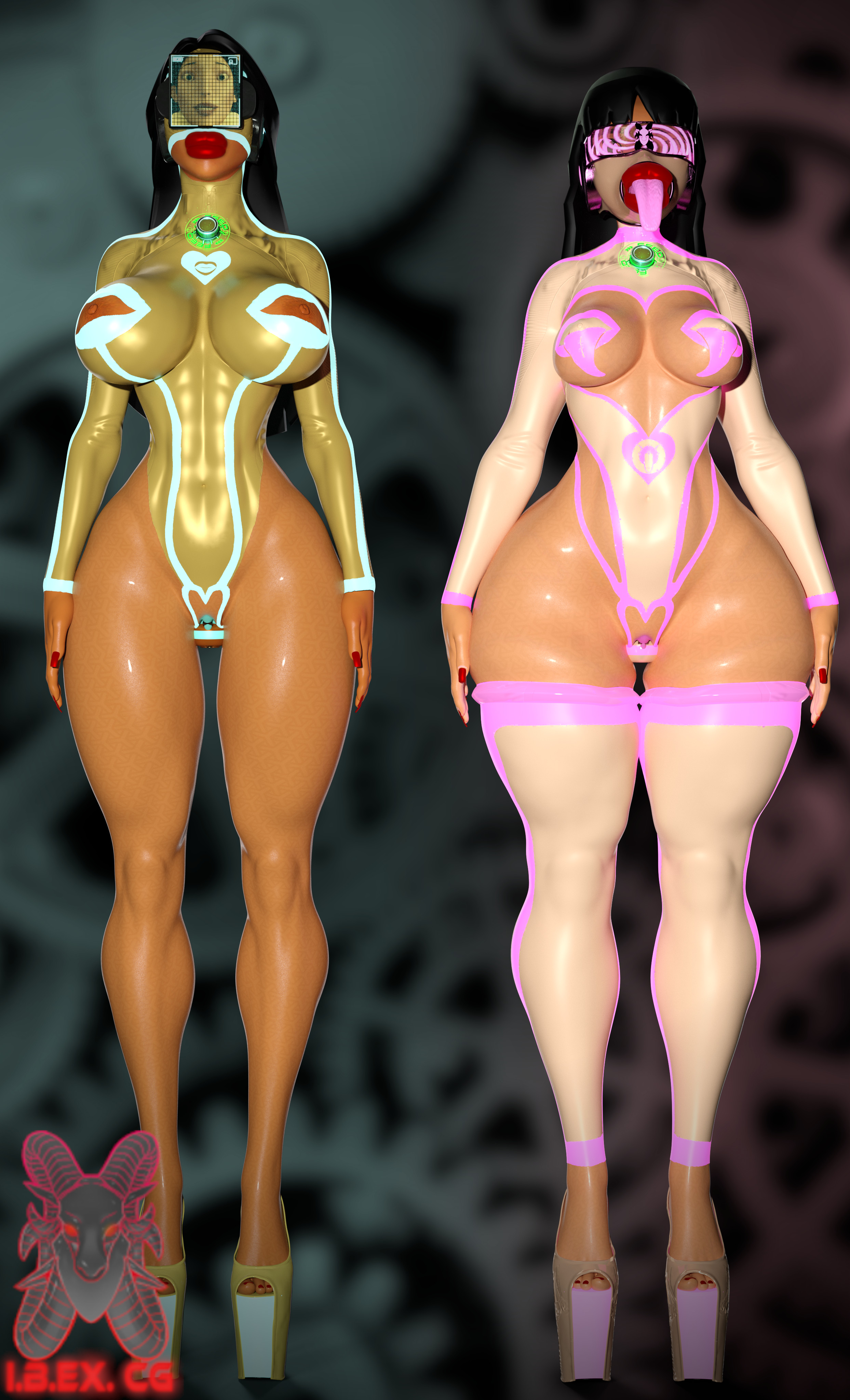 :>=, 2girls, 3d, ass, big ass, big breasts, bimbo, bimbo lips, bimbofication, blowbot (ibex), blowjob, blowjob face, body modification, bodysuit, brainwashed, breasts, chel, corruption, disney, drone, dronification, fellatio, female, high heels, ibex (company), ibex-cg, mind break, mind broken, mind control, painted toenails, pocahontas, pocahontas (character), slave, slaves, the road to el dorado, transformation