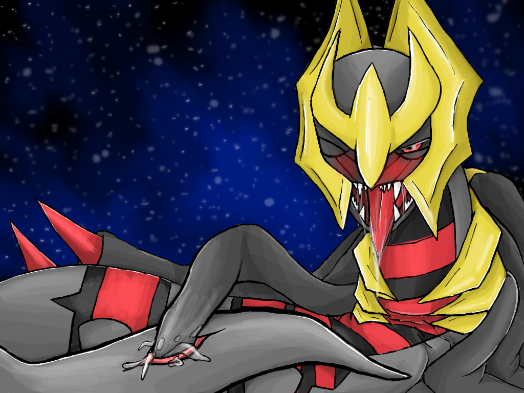 1girls 2017 black_sclera black_skin black_stripes blue_background blush claws cloaca cloacal_masturbation digital_media_(artwork) drooling fangs female female_only feral fingering flat_chest giratina giratina_(artist) grey_skin half-closed_eyes legendary_pokemon looking_away looking_pleasured masturbation night nintendo no_nipples nude on_back one_eye_closed open_mouth pokemon pokemon_dppt pussy red_eyes red_skin red_stripes saliva saliva_string scalie sky slit solo solo_focus spikes stars stripes tagme tail teeth tentacles tongue tongue_out yellow_skin