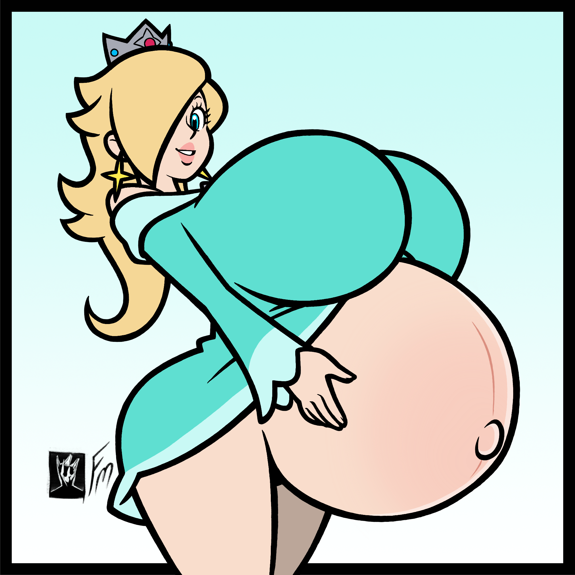 1girls, alternate version available, belly overhang, big belly, big breasts, blonde hair, blue eyes, breasts, cowboy shot, crown, dress, earrings, female, female focus, fungus-man, hand on stomach, huge belly, huge breasts, hyper belly, hyper breasts, large breasts, light skin, light-skinned female, lips, long hair, looking at viewer, mario (series), mature female, navel, nintendo, outie navel, pregnant, princess, princess rosalina, self upload, smile, solo, tagme