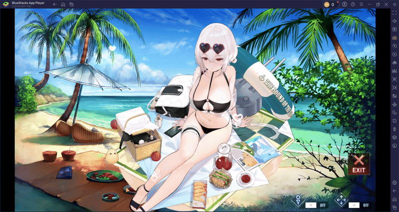 apple arm_support azur_lane bare_shoulders beach beach_mat beach_umbrella bikini bird black_bikini black_footwear blue_sky blush bouncing_breasts breasts choker cleavage cloud collarbone cup day eyewear_on_head female food fruit full_body hair_between_eyes heart heart-shaped_eyewear innertube large_breasts looking_at_viewer magazine_sirius_(azur_lane)_royal_navy_(azur_lane)_sirius_(scorching-hot_seirios)_(azur_lane)_gif navel o-ring o-ring_bikini o-ring_top ocean official_alternate_costume outdoors palm_tree picnic_basket pitcher plate red_eyes sandals sandwich scrunchie short_hair sirius_(azur_lane) sirius_(scorching-hot_seirios)_(azur_lane) sitting sky solo sunglasses swim_ring swimsuit thigh_strap thighs tree umbrella water white_hair white_scrunchie wrist_scrunchie