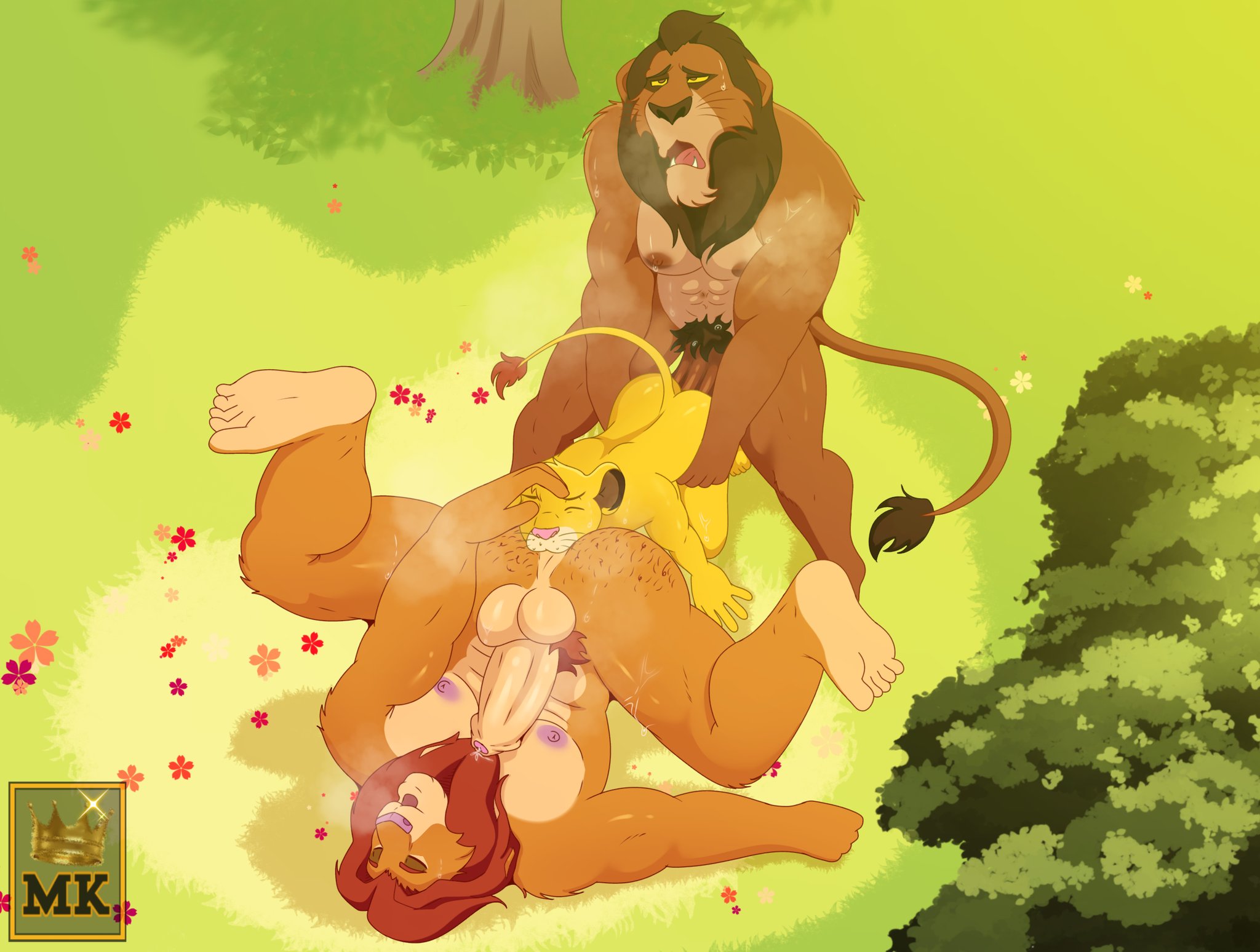 3boys, adult on cub, age difference, anal, anthro, anthro on anthro, brother, brothers, cub, cub rimming, cub rimming ass, cub rimming butt, disney, father and child, father and son, fully nude, furry, furry only, gay, gay sex, hairy male, huge cock, incest, lion, looking pleasured, male, male cub, male only, male/male/male, mkcrown, mufasa, muscular, muscular male, older on younger, outdoors, outside, outside sex, penis, pubes, questionable consent, rimming, scar (the lion king), simba, simba (the lion king), size difference, spitroast, steamy, sweaty, the lion king, uncle and nephew, yaoi, young