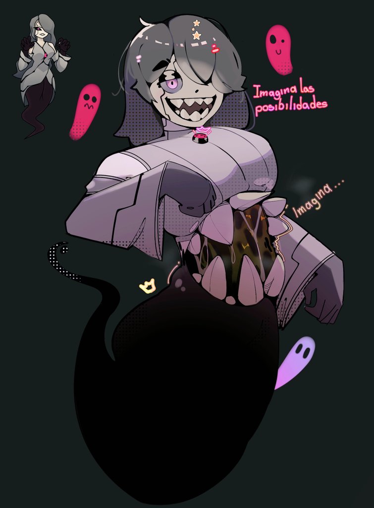 1girls alien alien_girl ben_10 big_breasts black_hair black_sclera blush breasts breasts_bigger_than_head chaquetrix dayronz1 eyelashes female female_focus female_only ghostfreak hourglass_figure huge_breasts long_hair looking_at_viewer red_eyes solo solo_female solo_focus
