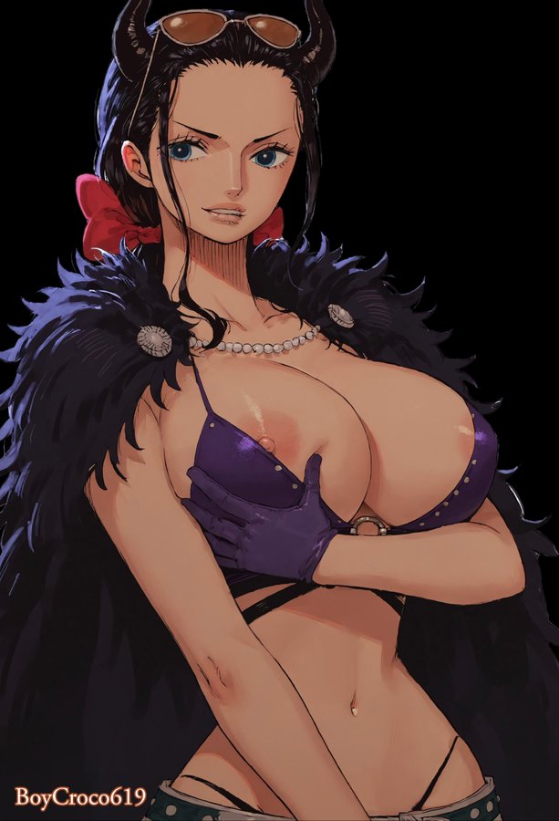 1girls ai_generated big_breasts black_hair blue_eyes boycroco619 clothing female female_only horn horns nico_robin nipple_slip nipples one_piece oni oni_horns post-timeskip tan_body tan_skin thick_thighs thong
