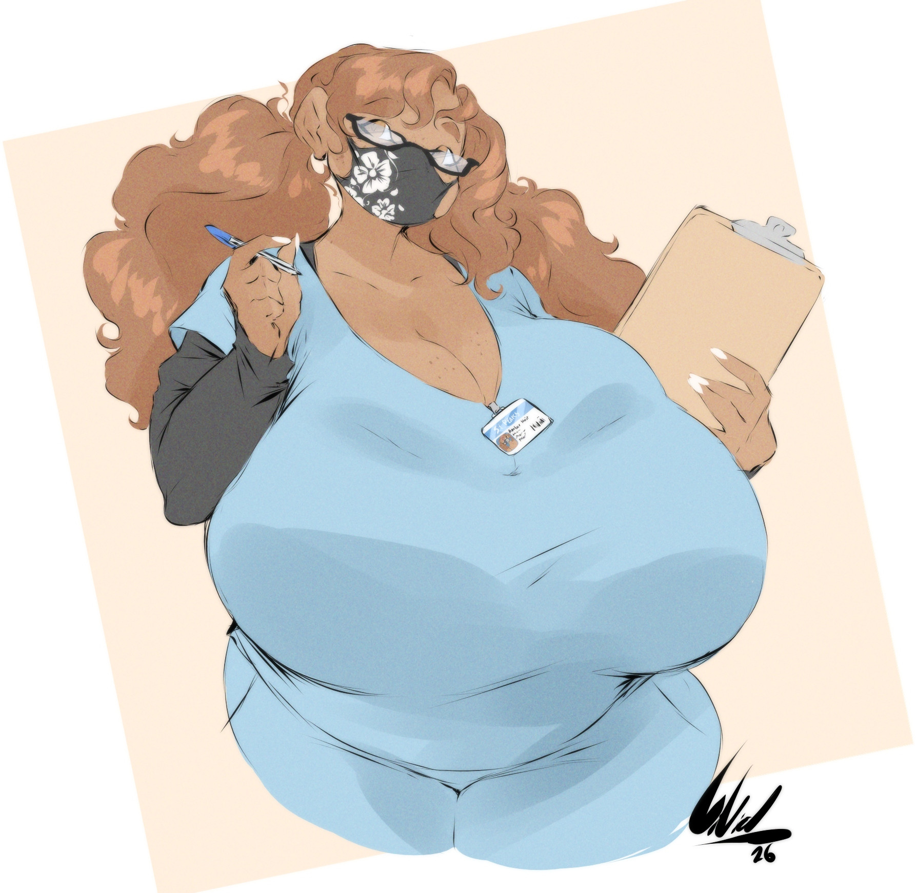 amber noir, big breasts, breasts, cleavage, dullvivid, female, huge breasts, hyper breasts, tagme, thick thighs, wide hips
