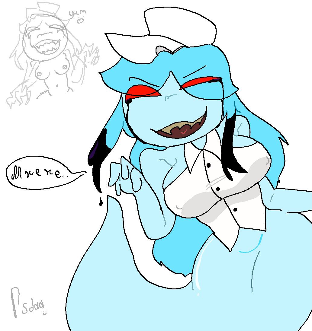 absurd res, big breasts, blushcrunch studio, breasts, connie (dandy's world), dandy's world, dialogue, female, floating, ghost, ghost girl, half-closed eyes, huge breasts, humanoid, narrowed eyes, nipples, nude, roblox, rsdaa, solo, speech bubble, spirit, tail, tits out, toon (dandy's world)