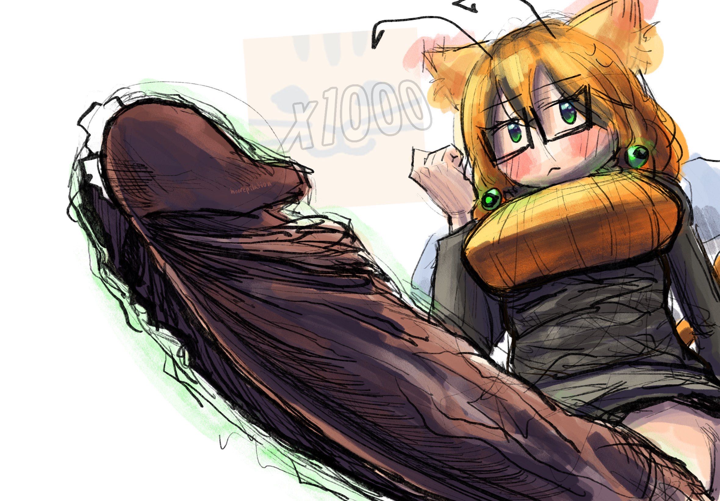 bee swarm simulator, bottomless, clothed, clothing, damn tabby, horrepilation, huge cock, humanized, hyper penis, low-angle view, partially clothed, penis, reference image, roblox, roblox game, solo, source request, tabby bee, tabby bee (bee swarm simulator), tagme