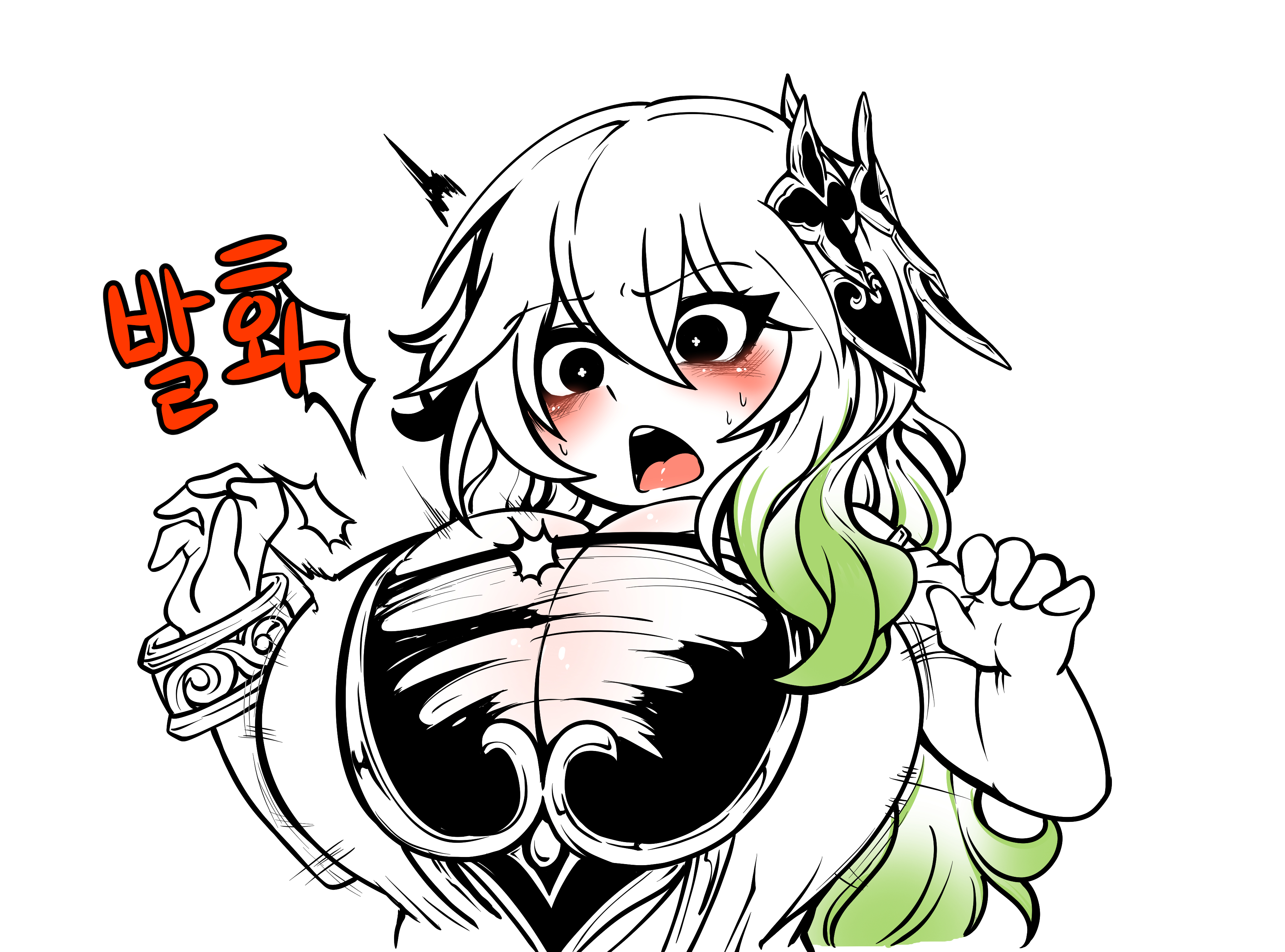 1girls, 2023, big breasts, cleavage, genshin impact, hoyoverse, huge breasts, mucu, nahida (genshin impact), solo, solo female, tagme, uncolorcube, wardrobe malfunction