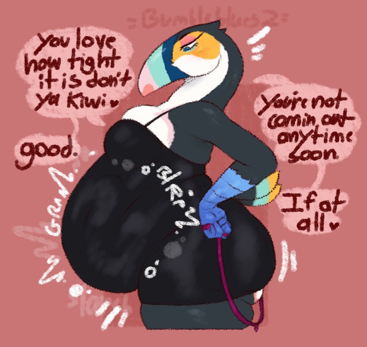 anal vore, anon, anthro, anthro on human, anus, ass, avian, big ass, big breasts, blush, breasts, bumbleblues, dominatrix, dress, drooling, feathers, female, hi res, leash, objectification, ohco, open mouth, original character, pussy, simple background, steam, steamy, steamy ass, tail feathers, threatening, toucan, vore, voredragon12345