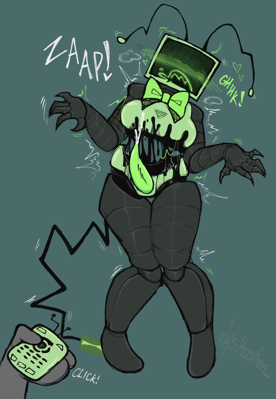 breasts, dandy's world, dyskustan, electric shock, electrostimulation, female, trans woman, twisted vee (dandy's world), vee (dandy's world), veemote