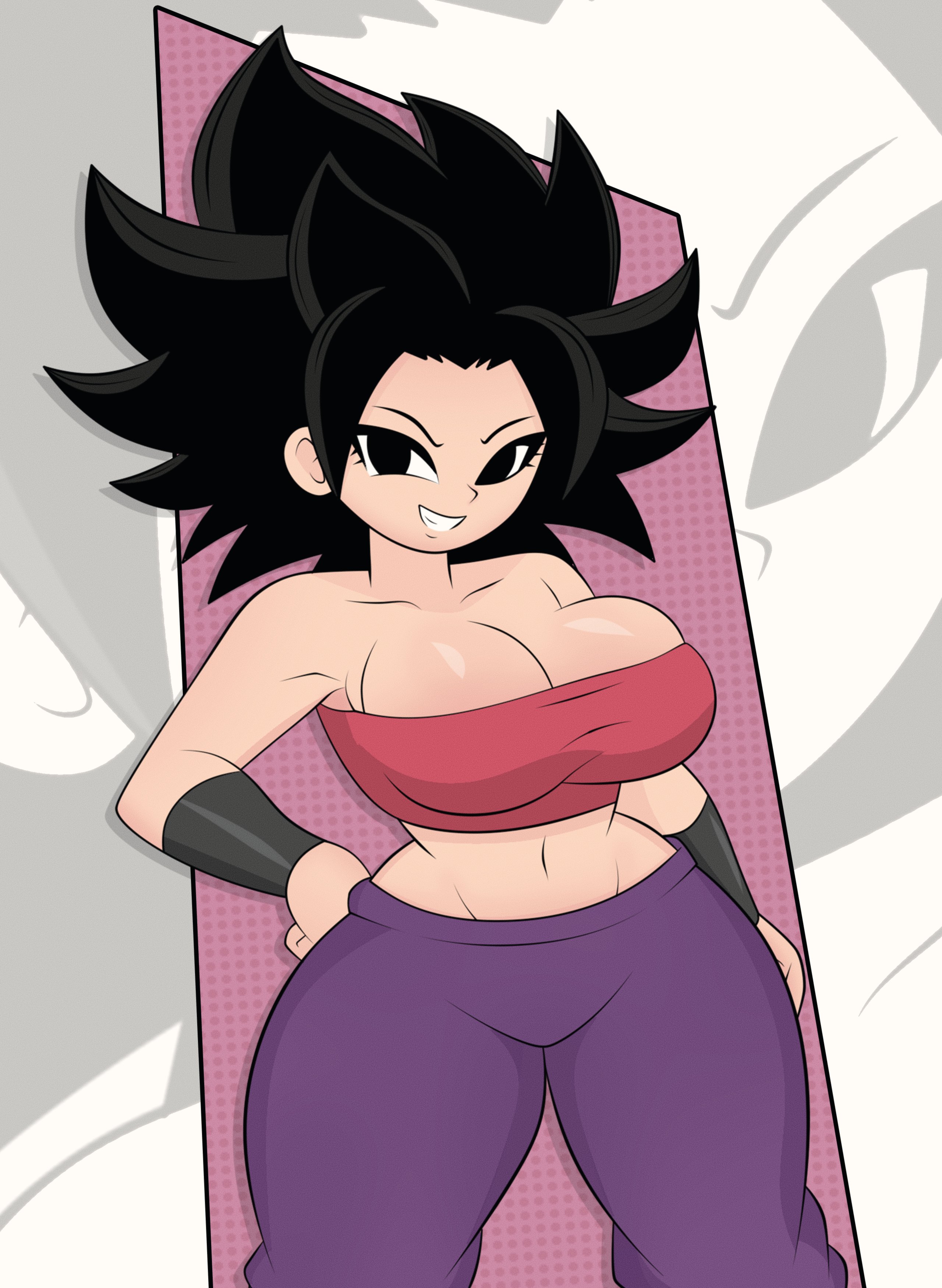 1girls, anime, bage21, big breasts, black hair, breasts, caulifla, dragon ball, dragon ball super, female, female only, female saiyan, large breasts, saiyan, solo, superbage, thicc