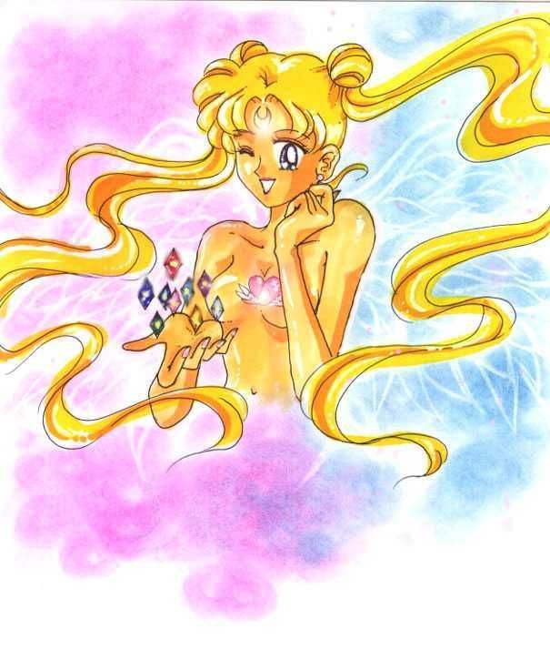 1girls artist_request bishoujo_senshi_sailor_moon blonde_hair breasts female female_only hair_buns long_hair nude princess_serenity smile solo tagme twin_buns twintails usagi_tsukino