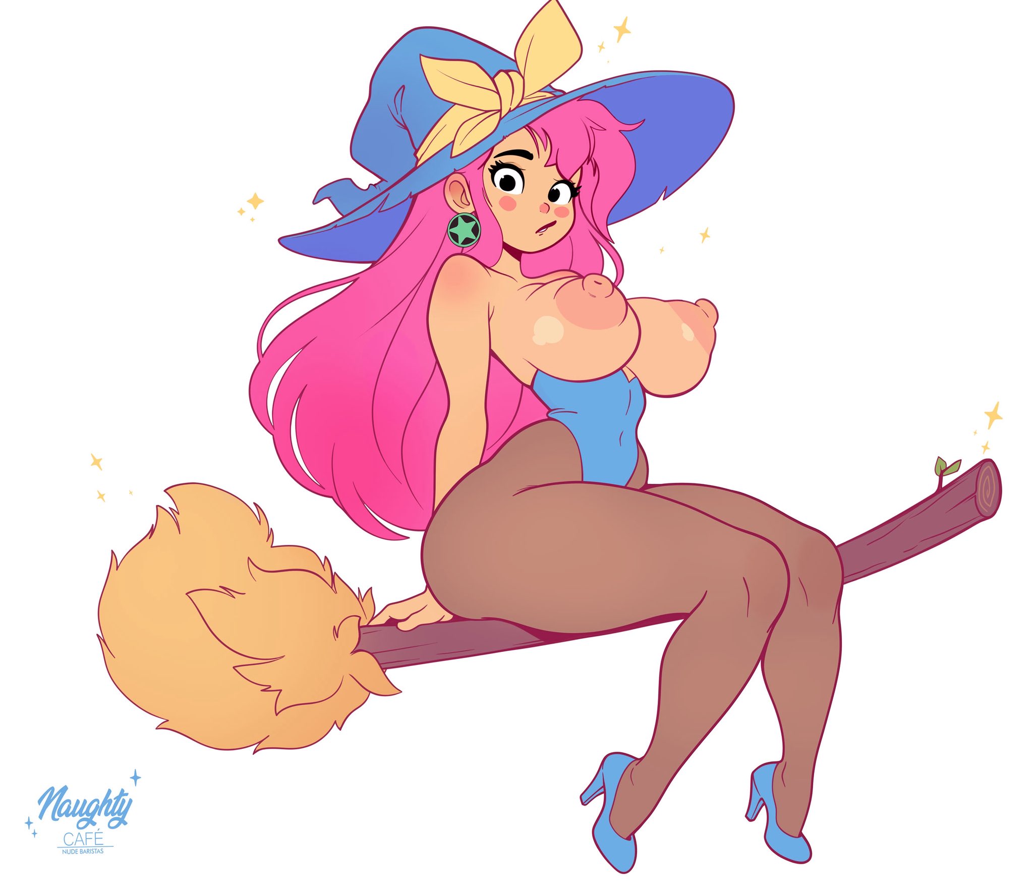 :o, 1girls, 2d, 2d (artwork), absurd res, alternate version available, areola, areolae, artist logo, artist name, ass, athletic, athletic female, big areola, big ass, big breasts, big butt, big nipples, big thighs, black eyes, blue clothing, blue footwear, blue heels, blue high heels, blue leotard, bottomwear, breast focus, breastless clothes, breasts, breasts out, broom, bubble ass, bubble butt, busty, busty female, casual, casual exposure, casual nudity, cheek markings, chest, cleavage, clothes, clothing, curvaceous, curvy, curvy body, curvy female, curvy figure, digital drawing (artwork), digital media (artwork), earrings, erect nipples, eyebrows, eyebrows raised, eyelashes, fat ass, fat butt, female, female only, fit, fit female, flipwitch, flipwitch : forbidden sex hex, footwear, full body, functionally nude, functionally nude female, hat, headgear, headwear, heels, high heels, hips, hourglass figure, huge ass, huge breasts, huge butt, huge thighs, inner sideboob, jewelry, large thighs, leotard, light skin, light-skinned female, lips, lipstick, long hair, looking at viewer, makeup, mascara, momo games, mostly clothed, naked, naked female, naughtycafe, navel, navel line, navel visible through clothes, nipples, no bra, no panties, no underwear, nude, nude female, pale skin, pale-skinned female, pantyhose, pink cheeks, pink hair, pink nose, puffy areola, puffy nipples, raised eyebrows, revealing clothes, rosy cheeks, shoes, side view, sideboob, simple background, sitting, skimpy, skimpy clothes, skin tight, skintight, skintight clothing, slim waist, smooth skin, solo, solo female, sparkles, tagme, thick thighs, thighs, thin waist, tight clothing, tight fit, topless, topless female, topwear, voluptuous, voluptuous female, watermark, white background, wide hips, witch, witch hat