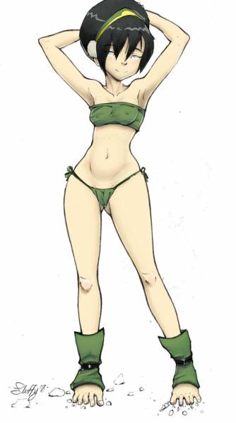 1girls avatar_legends avatar_the_last_airbender chest_wraps earth_kingdom female female_only fluffy_(artist) human lowres panties small_breasts solo straight_hair toph_bei_fong underwear