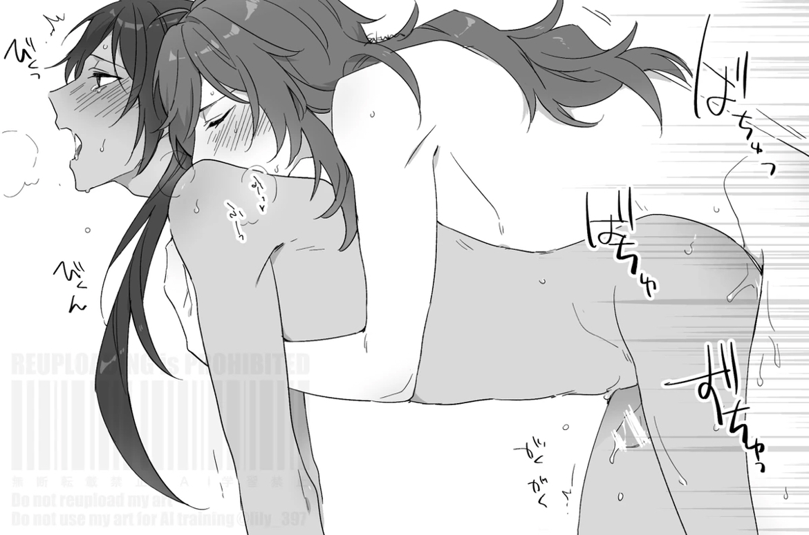 dark skin, dark-skinned male, dark-skinned sub, diluc (genshin impact), from behind, gay, gay anal, gay sex, genshin impact, incest, inseki, kaeya (genshin impact), male, male only, male/male, sworn brothers