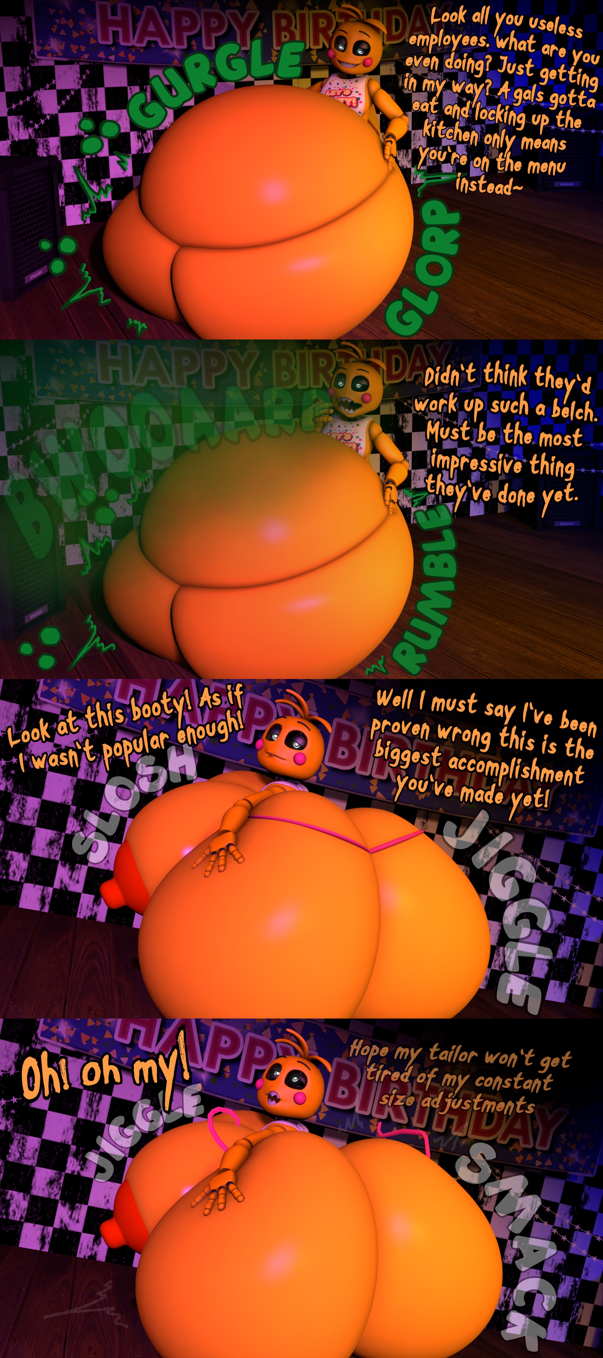 animatronic, animatronic female, animatronic girl, ass, belly, big ass, big belly, big breasts, big butt, breasts, burp, burping, female, female pred, five nights at freddy's, five nights at freddy's 2, gigantic ass, gigantic ass (female), gigantic boobs, gigantic breasts, hourglass figure, hourglass figured female, huge belly, hyper ass, hyper boobs, hyper breasts, hyper butt, oral vore, panties, panties snap, post-digestion, post-vore, robot, robot girl, robot pred, slimy-goo, soft vore, toy chica (fnaf), vore, vore belly, yellow body