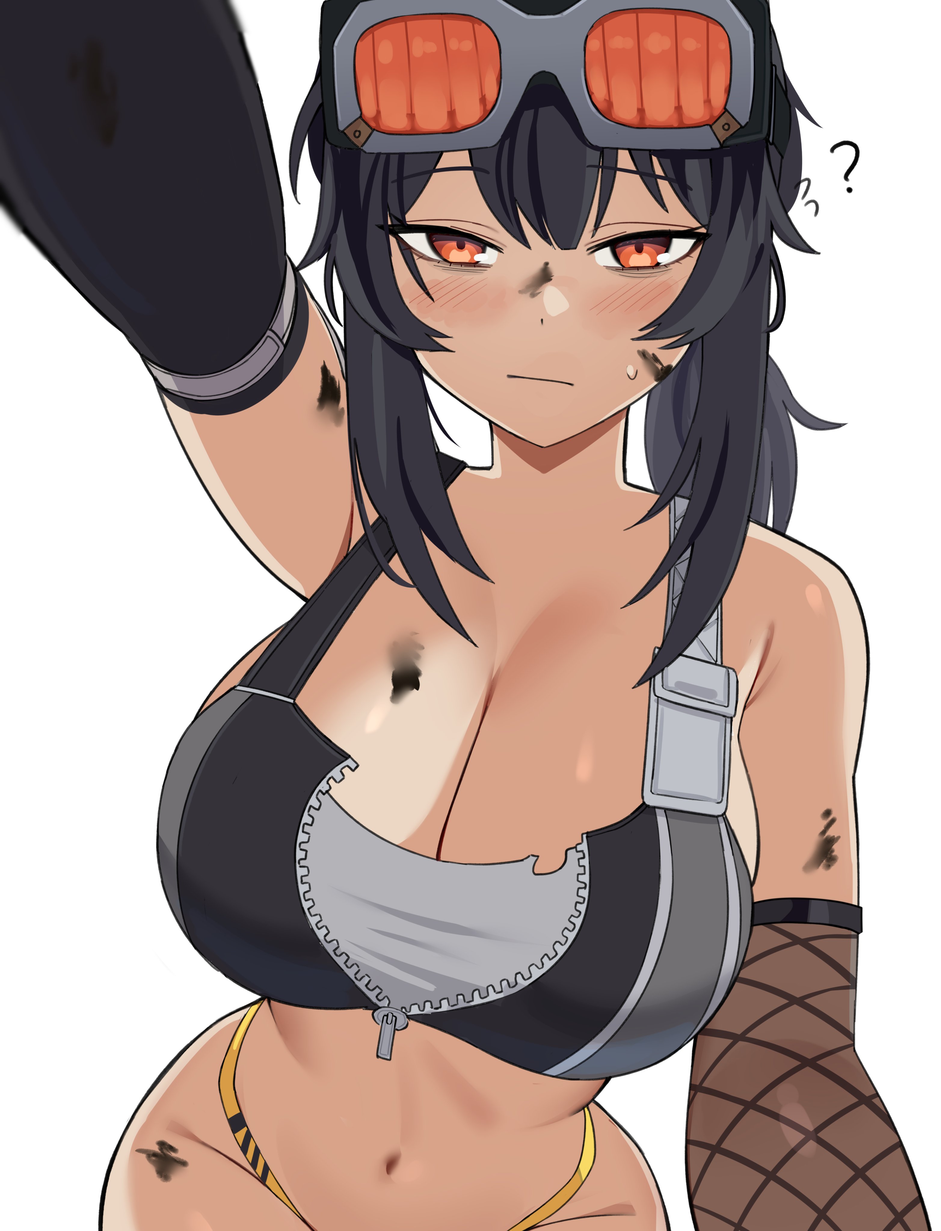 1girls, breasts, female, female focus, female only, grace howard, large breasts, light skin, light-skinned female, looking at viewer, peps art, solo, thick thighs, thighs, white background, wide hips, zenless zone zero