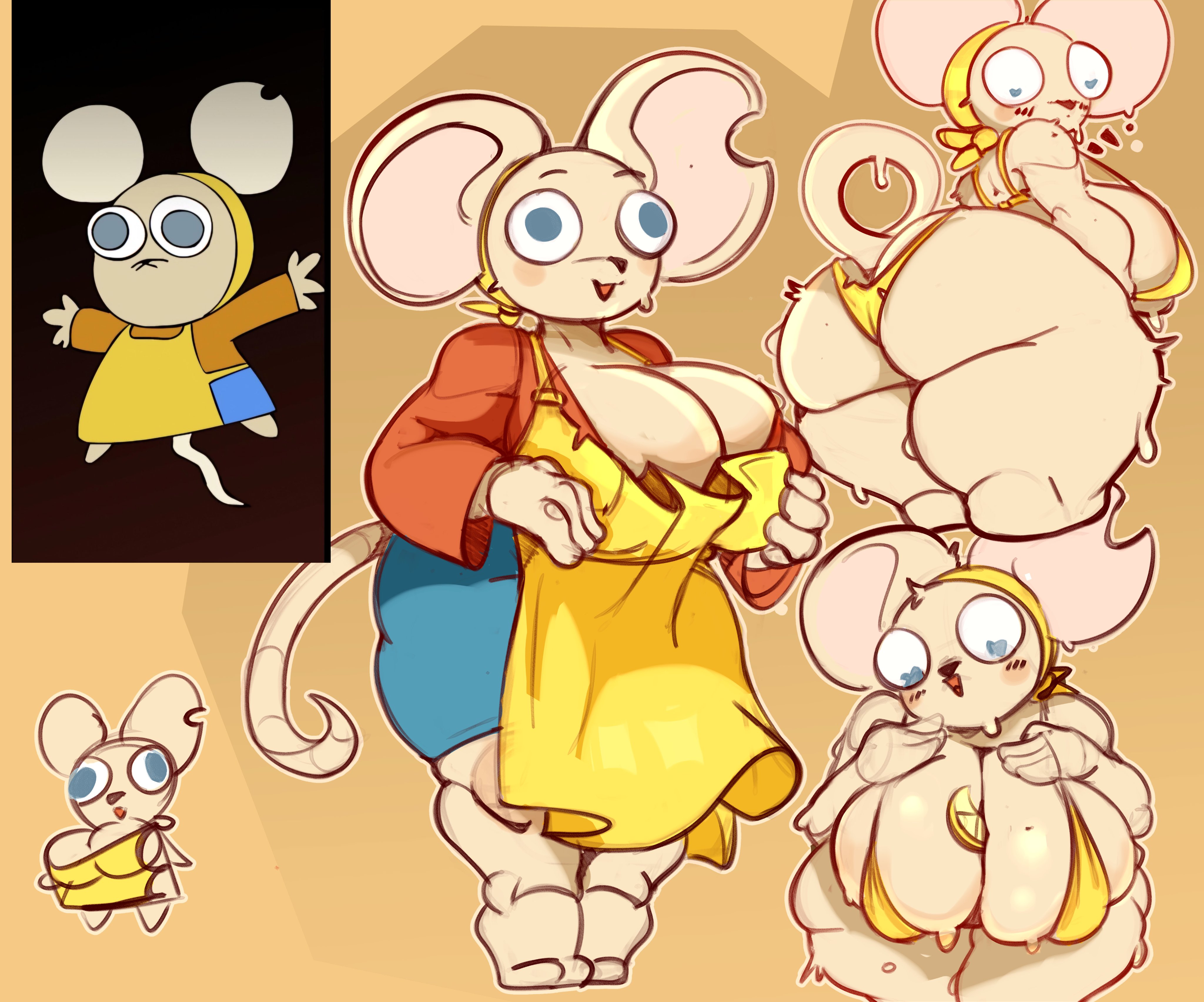 1female, 1girl, 1girls, 1woman, angled view, animal, animal female, animal tail, animalistic, anthro, anthro female, anthropomorphic, apron, ass, ass bigger than head, ass crack, ass focus, back, back view, bandana, barefoot, big ass, big boobs, big breasts, big ears, big eyes, big thighs, big tits, big titties, bitsy (legends of avantris), blue eyes, blush, blushing, boobs, breasts, cheese bikini, chubby, chubby anthro, chubby female, chubby girl, chubby woman, cleavage, cleavage cut, cleavage cutout, cleavage focus, cleavage window, curvaceous, curvaceous body, curvaceous female, curvaceous figure, curves, curvy, curvy body, curvy female, curvy figure, curvy hips, cut ear, cut ears, cute, cute eyes, cute female, cute girl, damaged ear, derp, doodle, doodle in the background, dubetta, dumb, dumb face, dumb girl, dungeons and dragons, female, female only, fur, furry, head band, headwear, heart eyes, heart-shaped pupils, horny, horny animal, horny female, idiot, legends of avantris, lemon slice, meme in the background, mouse, mouse ears, mouse girl, mouse humanoid, mouse tail, rat tail, reference image, ripped ear, short, shortstack, stupid, stupid little fatass, tagme, thicc, thick thighs, thighs, tight pants, tight shorts, tits, titties, uprooted, viewed from behind, voluptuous, voluptuous anthro, voluptuous body, voluptuous female, wide ass, wide hips, wide thighs, yellow apron