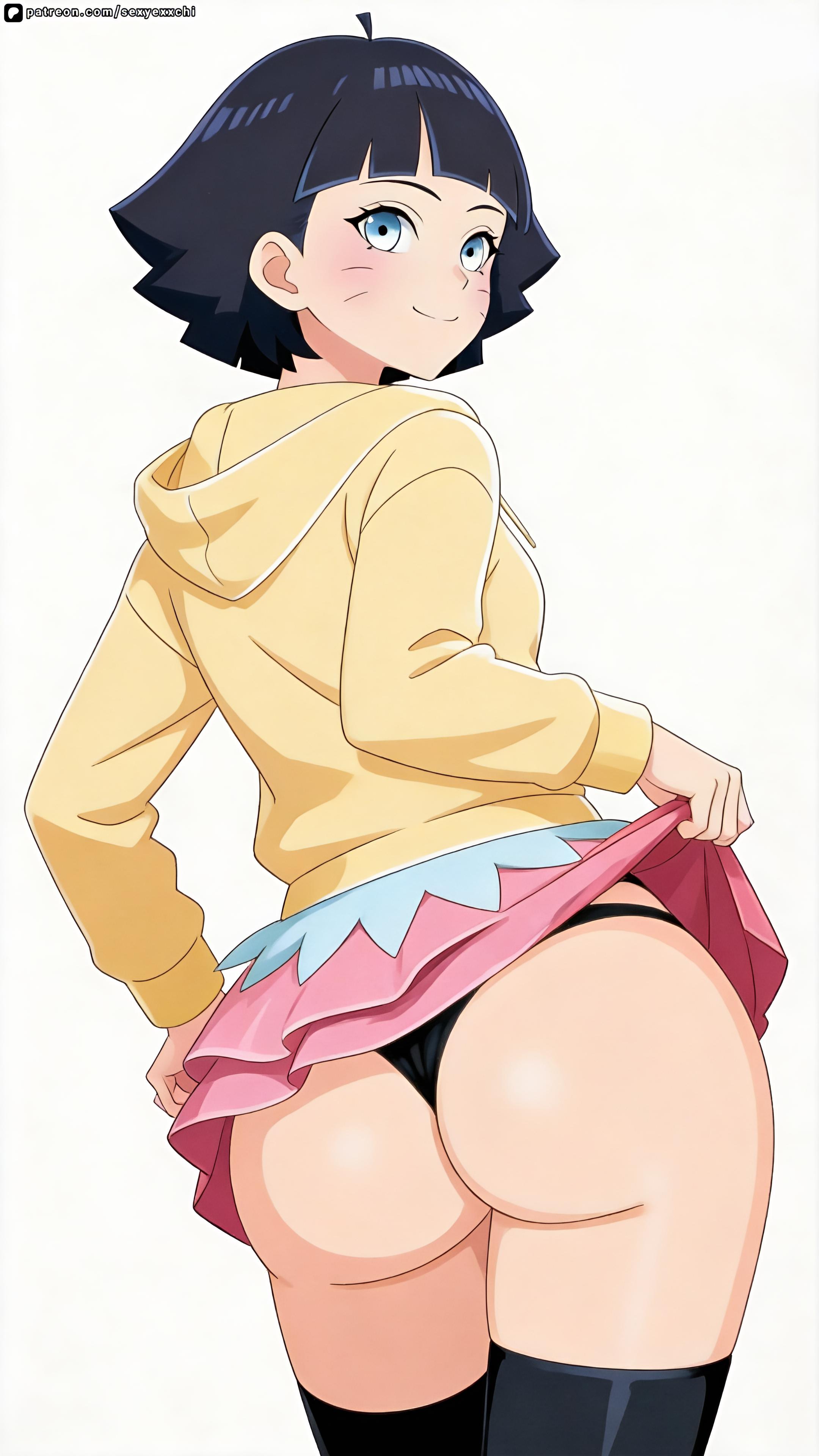 1female, 1girls, 2026, 2026s, 2d, 2d (artwork), 2d artwork, aged up, antenna hair, asian, asian female, ass, ass focus, back, back view, big ass, big butt, black hair, black legwear, black panties, black stockings, black thigh highs, black thigh socks, black thighhighs, black underwear, blue eyes, blush, blush lines, blushing, blushing at viewer, blushing female, boruto, boruto: naruto next generations, butt, butt focus, closed mouth, closed smile, clothed, clothed female, clothing, digital art, digital drawing, digital drawing (artwork), digital media, digital media (artwork), digital painting, digital painting (artwork), eyebrows, facial hair, female, female focus, female human, female only, frilled skirt, frills, good, hair, hoodie, human, human female, legs, legwear, long sleeves, looking at viewer, looking back, looking back at viewer, mini skirt, mini skirt lift, miniskirt, miniskirt lift, naruto, naruto (series), panties, patreon username, pink mini skirt, pink miniskirt, pink skirt, sexyexxchi, short black hair, short hair, simple background, skirt, skirt lift, skirt lifted by self, smile, smiling, smiling at viewer, solo, solo female, solo focus, standing, stockings, thick thighs, thigh highs, thighhighs, thighs, underwear, uzumaki himawari, v-shaped eyebrows, whisker markings, white background, wide hips, yellow clothing, yellow hoodie