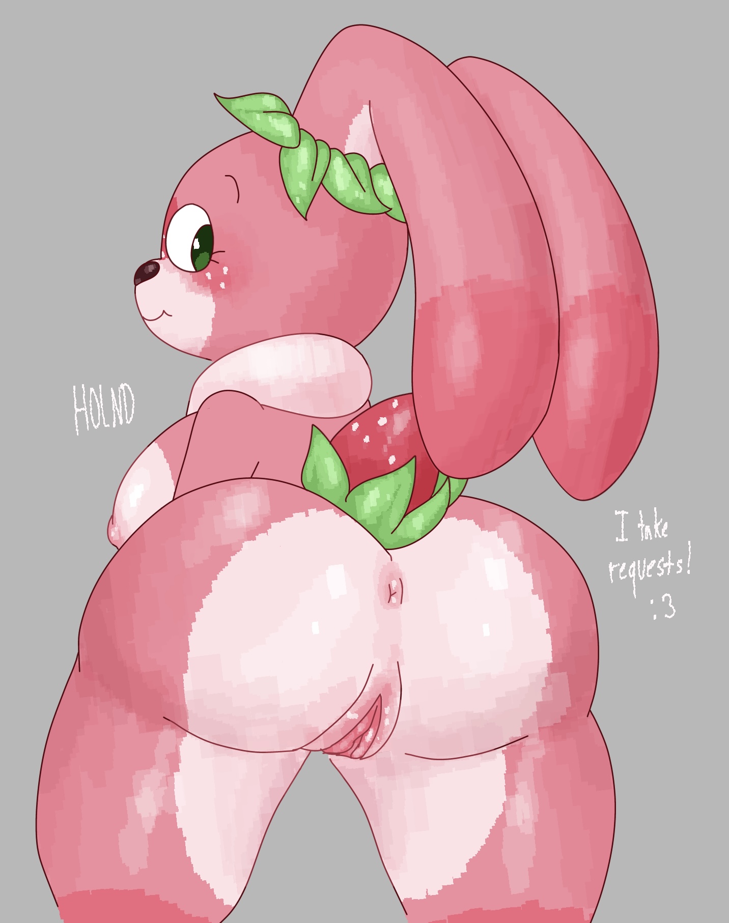 anthro, ass, ass focus, ass showing, back view, bent over, big ass, big breasts, bubble ass, bubble butt, bunny ears, bunny girl, bunny tail, bunnygirl, cocoa (dandy's world), dandy's world, dandys world, easter, fat ass, holnd, large breasts, looking at viewer, looking back, pink areola, pink nipples, pink pussy, pussy peek, pussy showing, rabbit, rabbit ears, rabbit girl, rabbit tail, showing anus, showing ass, showing pussy, strawberry paws cocoa