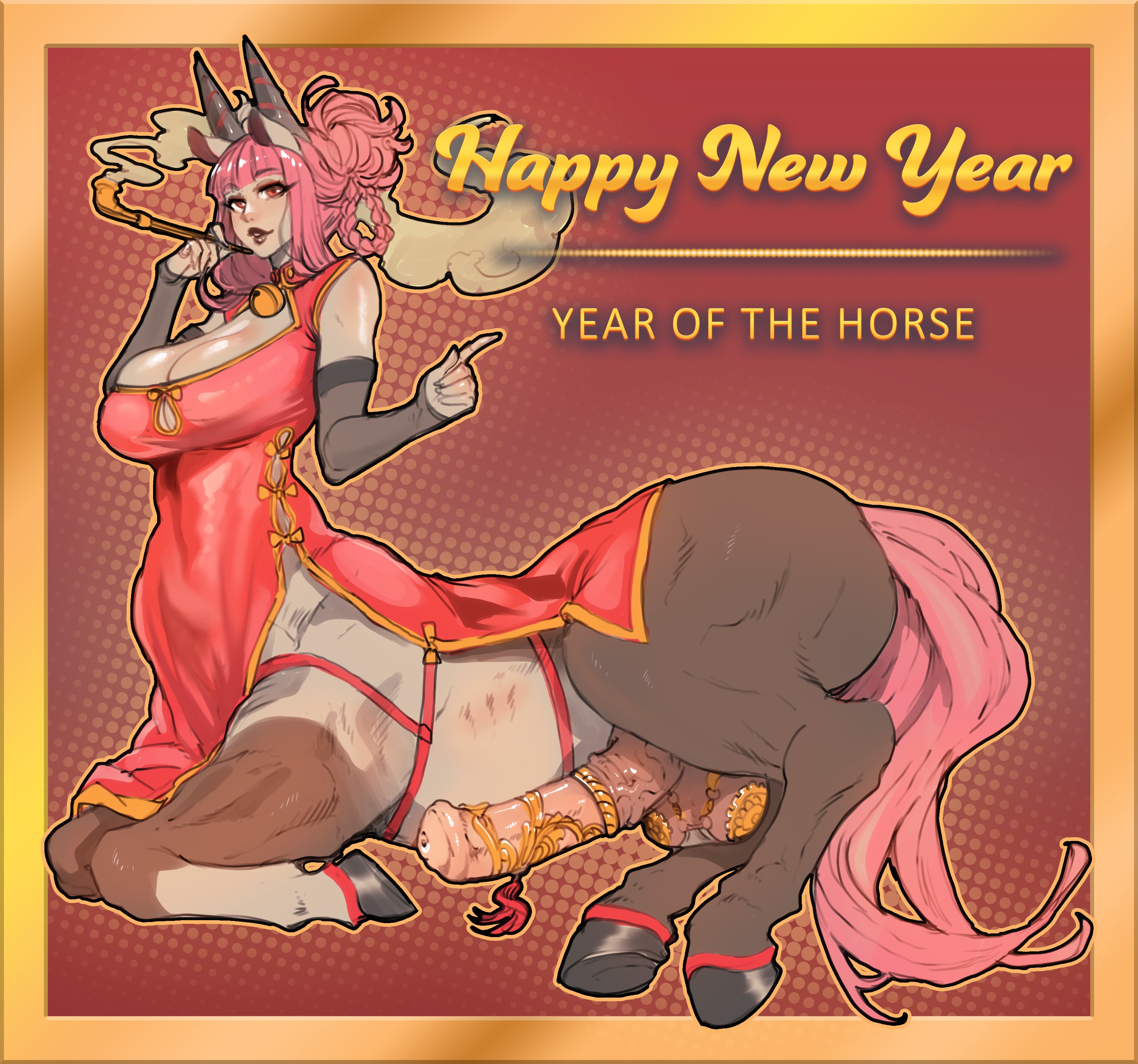 1futa, asian, asian futa, ayaqerb, centaur, centaur futa, chinese, chinese clothes, chinese new year, futanari, futataur, horsecock, horsecock futa, horsecock futanari, monster girl, penis, qipao, solo, solo futa, year of the horse