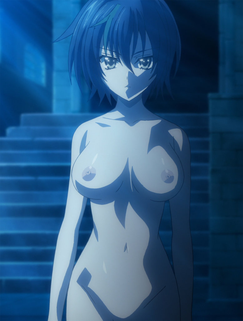 1girls, big breasts, blue hair, breasts, female, high school dxd, night, nude, screencap, solo, tnk (company), xenovia quarta