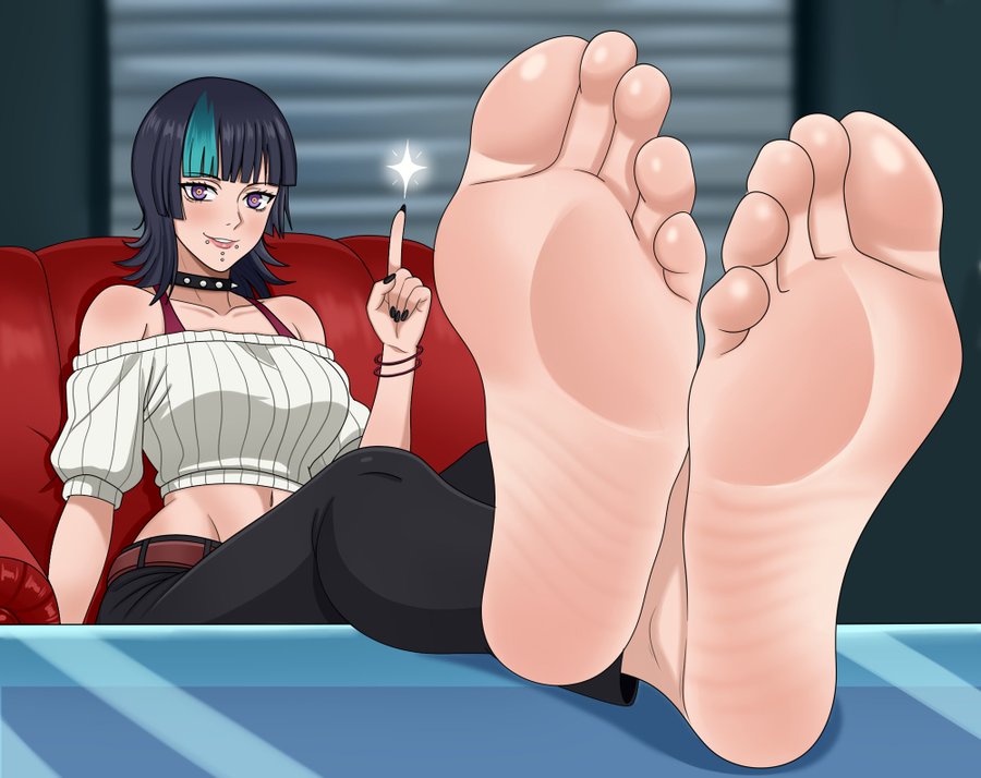 1girls, black nail polish, black nails, eycarts, feet, female, female only, foot fetish, foot focus, hoshi kirara, jujutsu kaisen, rule 63, soles, toes