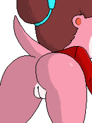 animal_crossing anthro ass bottomless clothed clothing digital_media_(artwork) female fur furry furry_only lottie_(animal_crossing) low_res mammal mustelid nintendo otter partially_clothed pixel_art pussy rear_view sheepwithcrystallicfur solo tail topwear video_games