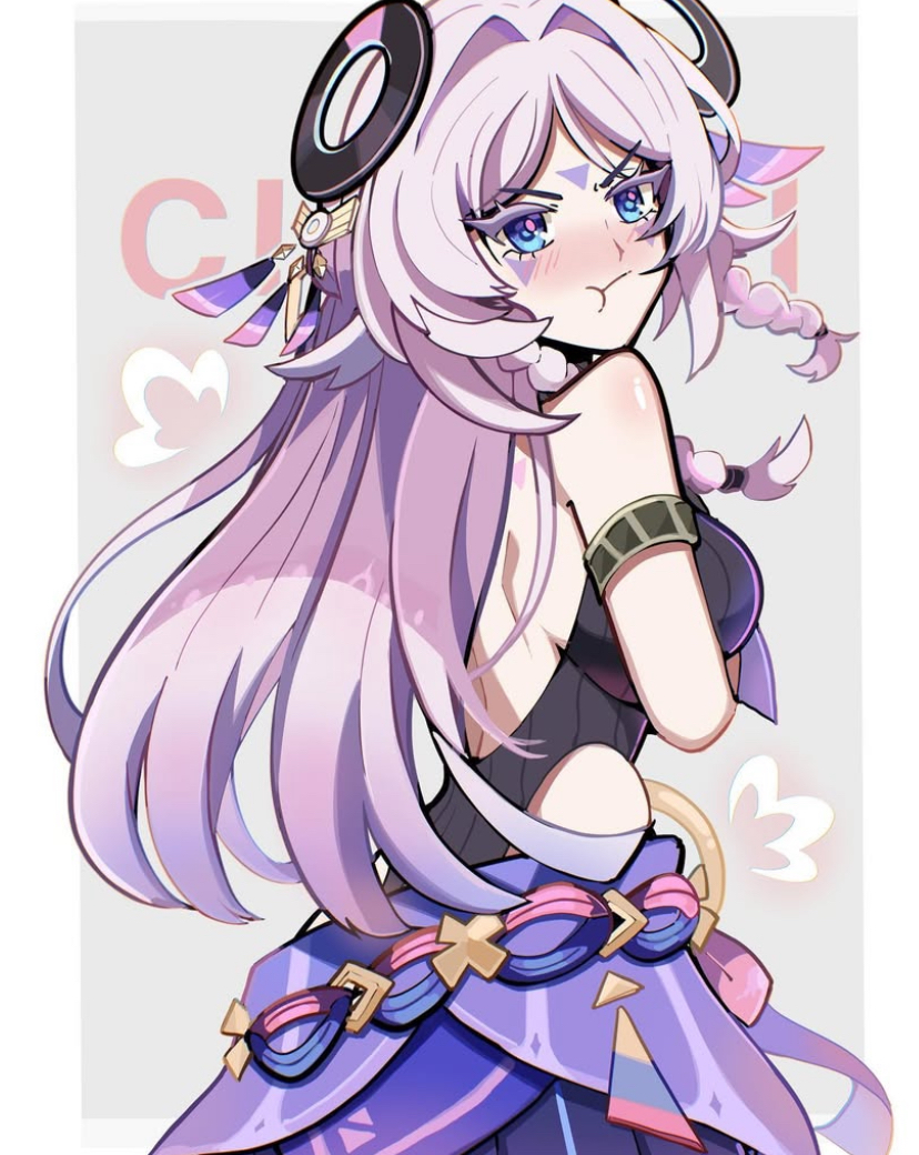 1girls, angry, angry expression, angry face, annoyed, annoyed expression, ass, big breasts, blue eyes, blush, breasts, citlali (genshin impact), elderly, elderly female, female, female focus, female only, genshin impact, light-skinned female, medium breasts, mostly clothed, mostly clothed female, pink hair, pout, pouting, pouty lips, solo, touyarokii