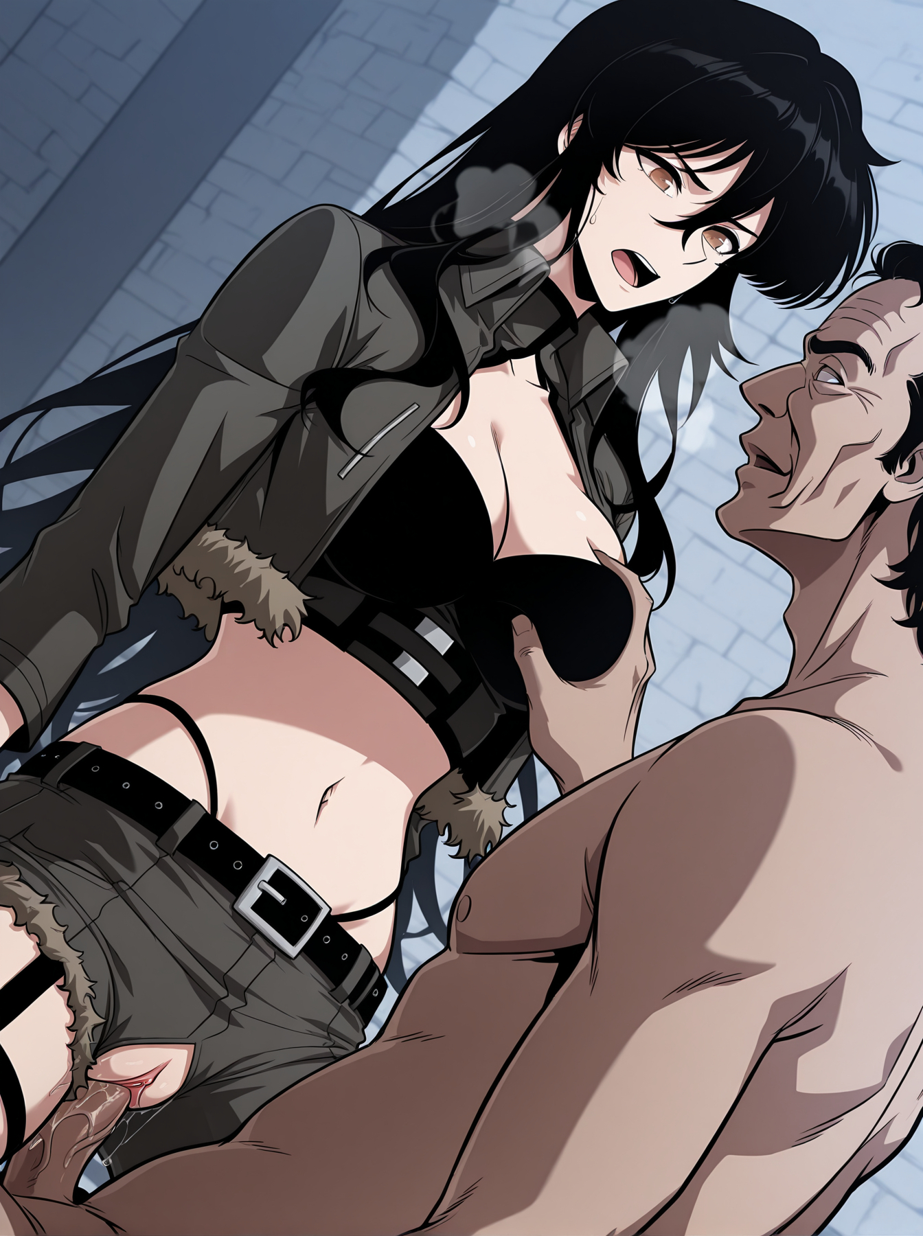 1boy, 1boy1girl, 1girls, 2d, ai generated, breast grab, breasts, clothed, clothed sex, clothing, dubious consent, edis callen (pick me up), erection, female, hotpants, irritated, lamon, male, night, older male, older male and younger female, outdoors, penis, pick me up, rape, sex, shorts, standing, standing missionary, standing sex, steam, steaming body, sweat, sweatdrop, uncomfortable, unzipped, unzipped pants, webtoon, younger female