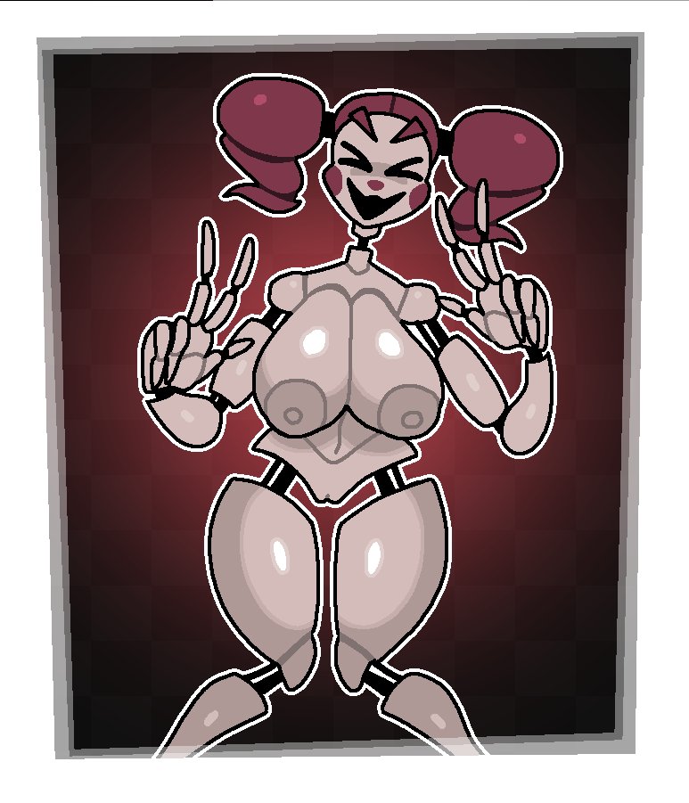 1girls, animatronic, animatronic female, baby (fnafsl), circus baby, circus baby (fnaf), completely nude, crushtrap, female, female only, five nights at freddy's, five nights at freddy's: sister location, naked, naked female, nude, nude female, peace sign, solo, solo female