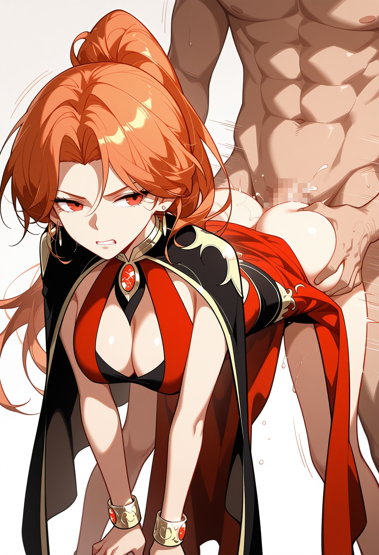 1boy, 1boy1girl, 1girls, 2d, ai generated, angry, bent over, clenched teeth, doggy style, eolka rivel strashur (pick me up), female, female focus, male, manhwa, noblewoman, pick me up, ponytail, rape, sex, simple background, sweat, sweatdrop, webtoon