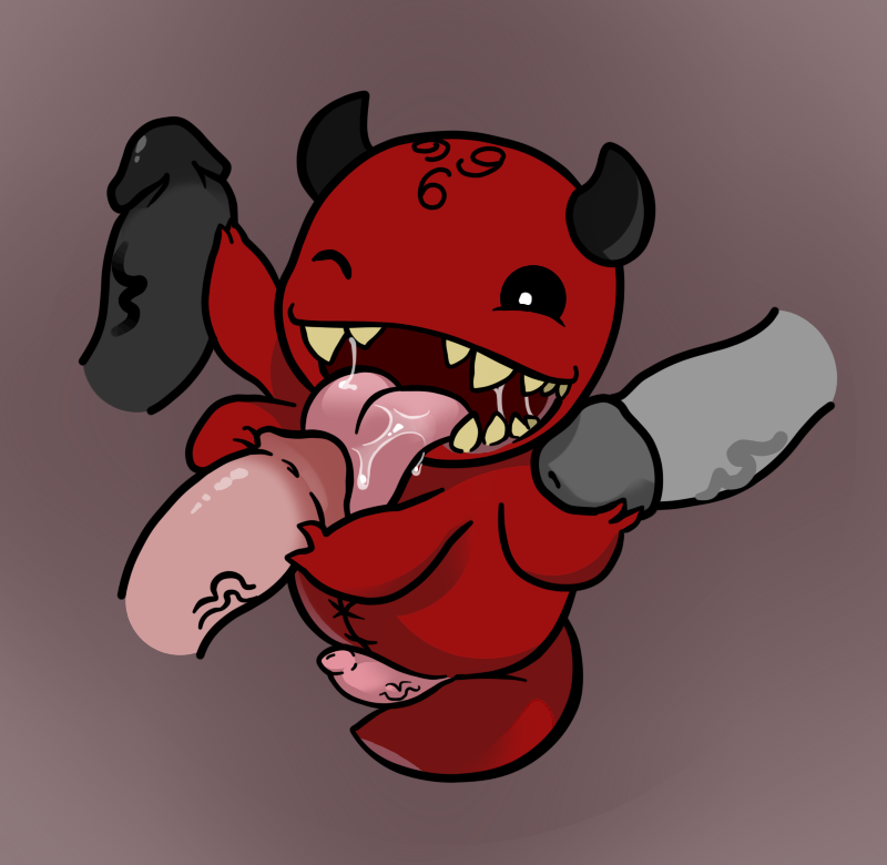 black_eyes cute demon disembodied_penis fellatio group humanoid_penis loki_(the_binding_of_isaac) male open_mouth oral penis red_skin sex sharp_teeth simple_background smile solo_focus suspendedpain teeth the_binding_of_isaac tongue tongue_out toony yaoi