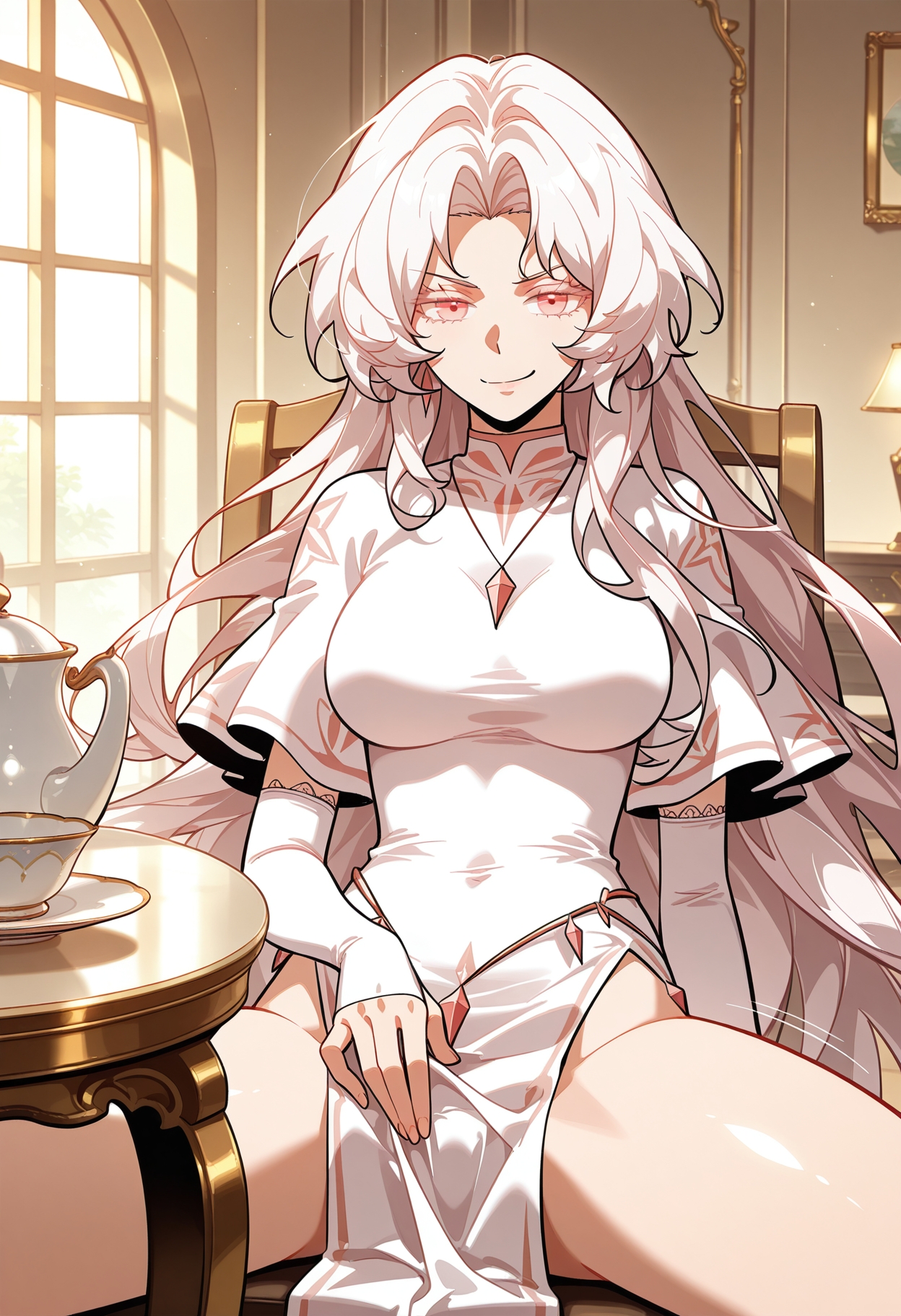 1girls, 2d, ai generated, female, female focus, female only, indoors, looking at viewer, manhwa, noblewoman, pick me up, potata (artist), seductive, seductive look, seductive smile, smile, smiling, smiling at viewer, spread legs, webtoon, yurneth syd