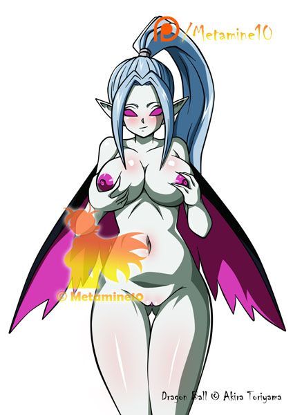 1girls demon_girl dragon_ball dragon_ball_super female grabbing_own_breast metamine10 ponytail scary vikal wings