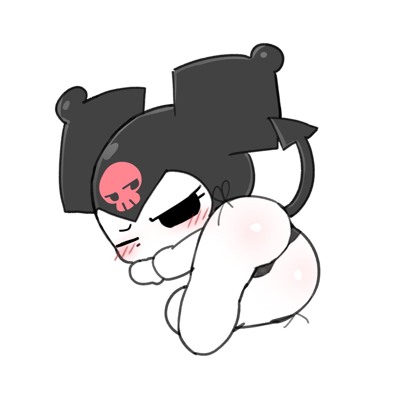 anthro, anthro only, blush, female, female only, hanuvo, kuromi, onegai my melody, panties, sanrio