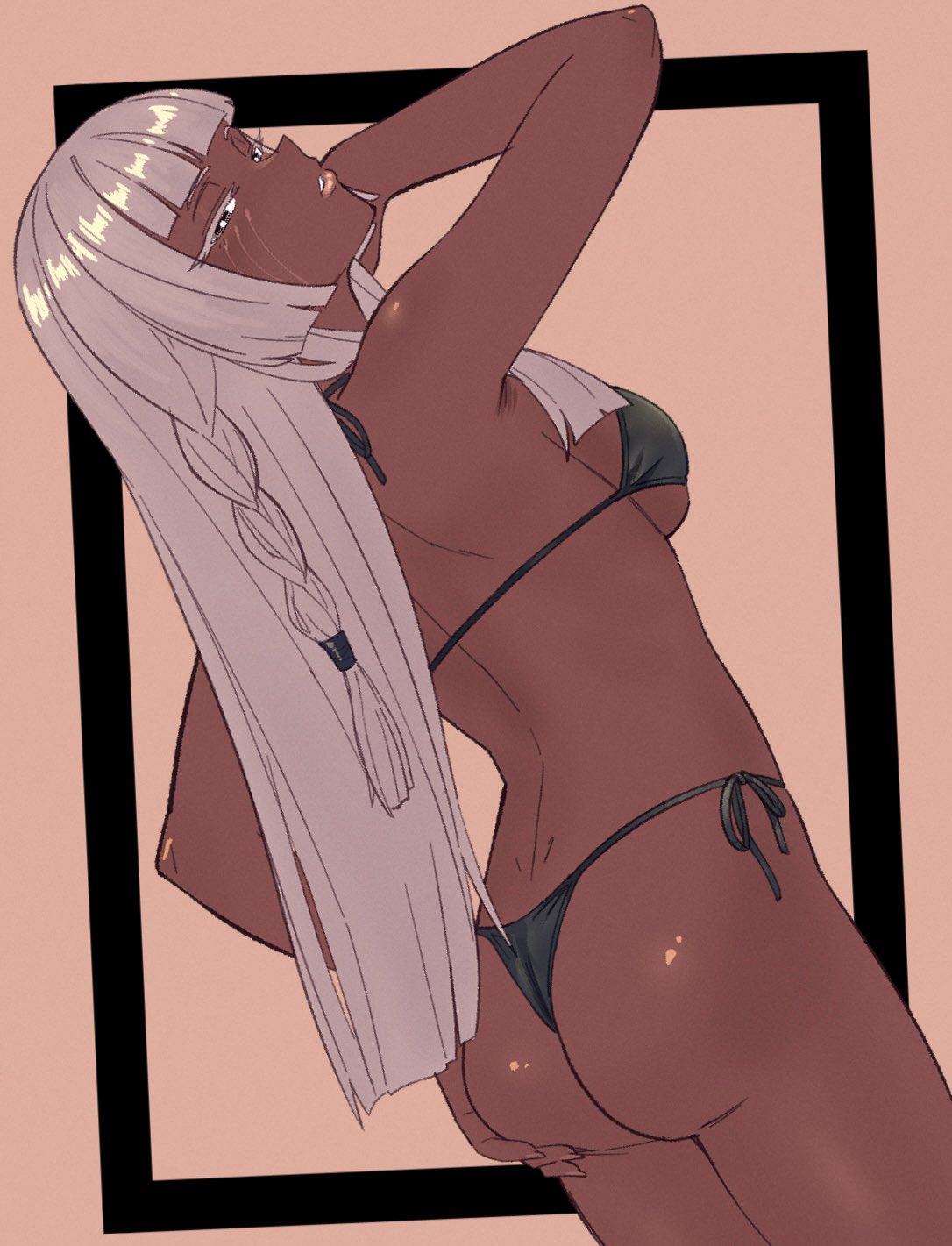ass grab, atlus, brigitta lycaon, dark-skinned female, female, lewdismug, long hair, metaphor: refantazio, white hair