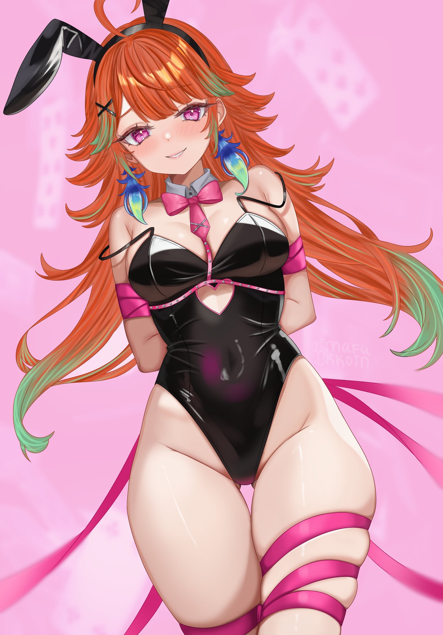 1girls, bunnysuit, female, hololive, hololive english, hololive myth, mafukkoin, rabbit hole (vocaloid), tagme, takanashi kiara, virtual youtuber