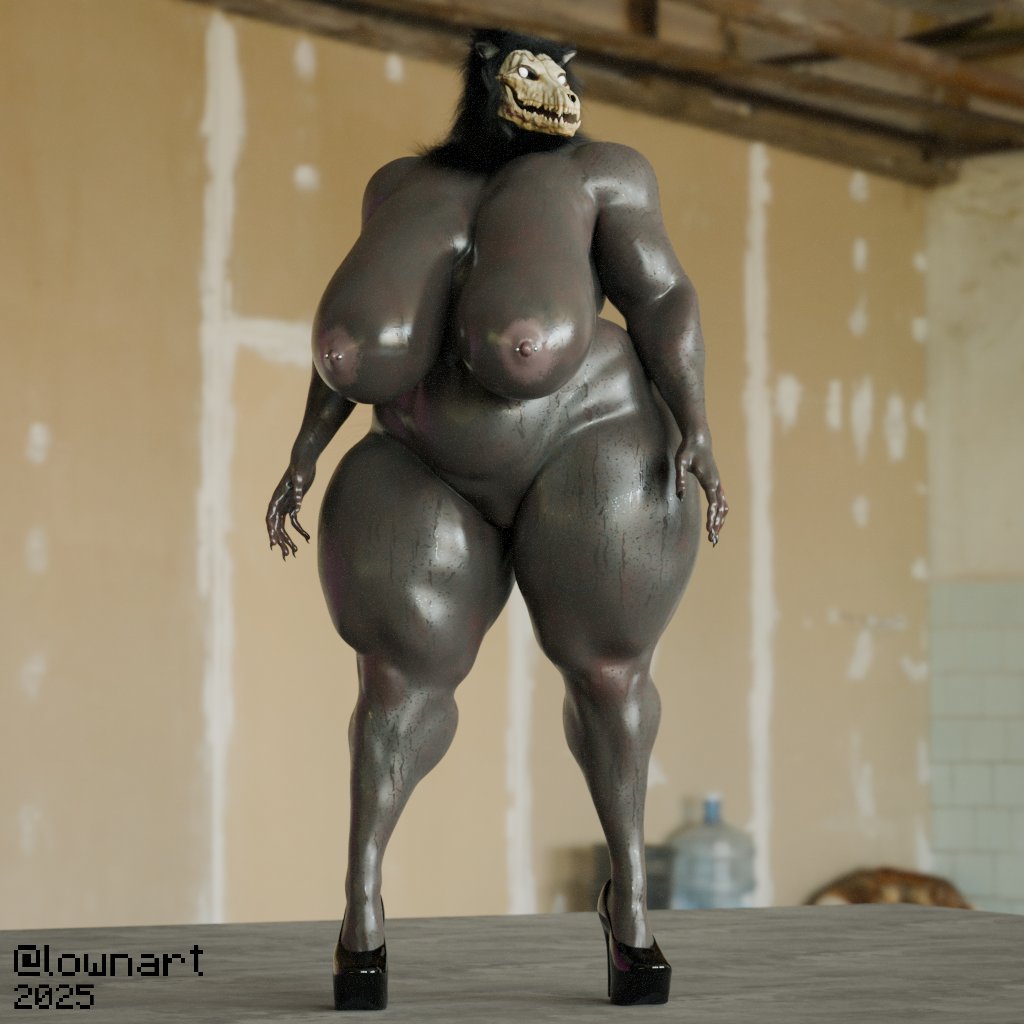 1girls, 3d, anthro, big breasts, black body, black hair, breasts, chubby, chubby female, female, furry, heels, high heels, huge ass, lownart, lowndrawthing, mal0, malo, naked, naked female, nipples, nude, nude female, scp foundation, scp-1471, scp-1471-a, scp-1471-a (lownart), skull head, solo, thick thighs, voluptuous, voluptuous female, wolf, wolf girl