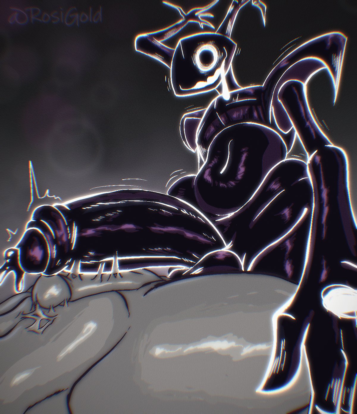 2boys, black body, black cum, crazy eyes, cum, deltarune, deltarune chapter 3, deltarune chapter 4, digital media (artwork), drooling, foreskin, frottage, gay, grey cum, imminent sex, male, male only, non-human, penis, penis size difference, roaring knight, rosigoldd, toony face, uncircumcised, yaoi