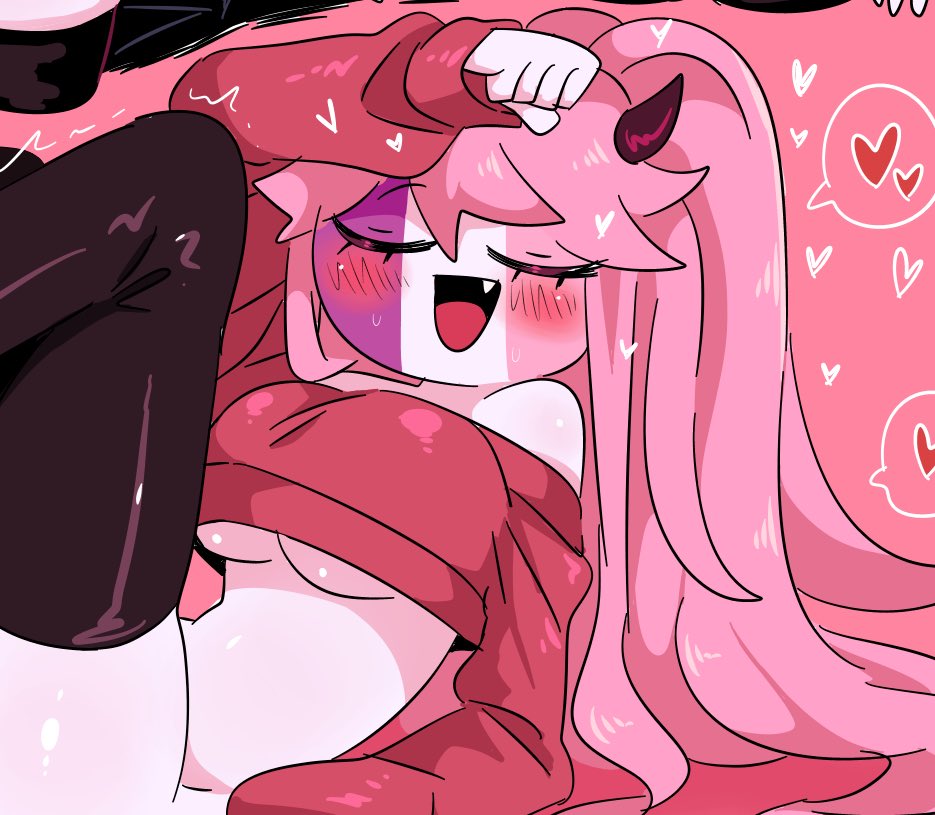 cute face, demon girl, female, female solo, friday night funkin, mid fight masses, mkcomvftg123, pink hair, pink skin, sarvente (dokki.doodlez), tagme