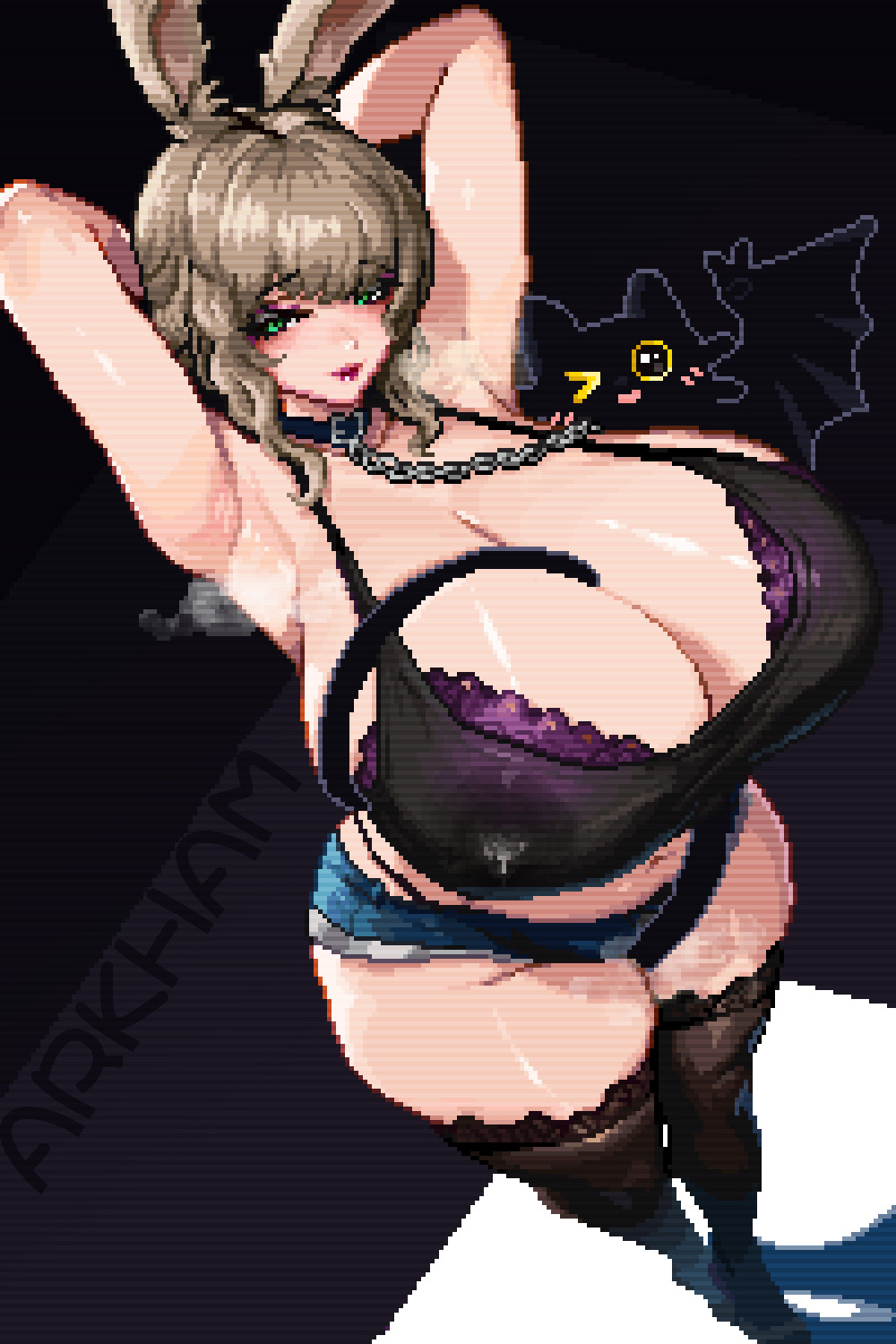 arkham-ts, big breasts, breasts, bunny ears, curvy, female, inviting to sex, milf, steaming body