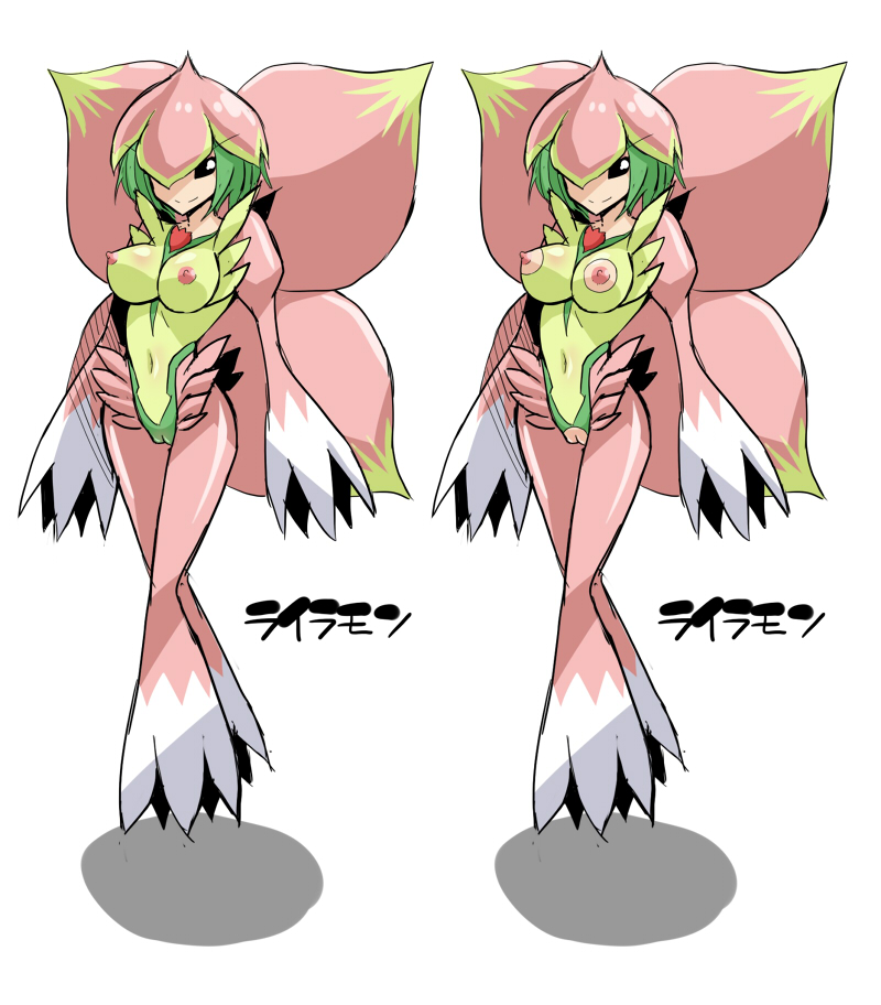 4_wings breasts chicago-x digimon fairy fairy_wings female flower_petals innie_pussy lilamon monster_girl petal_wings petals plant plant_girl pussy wings